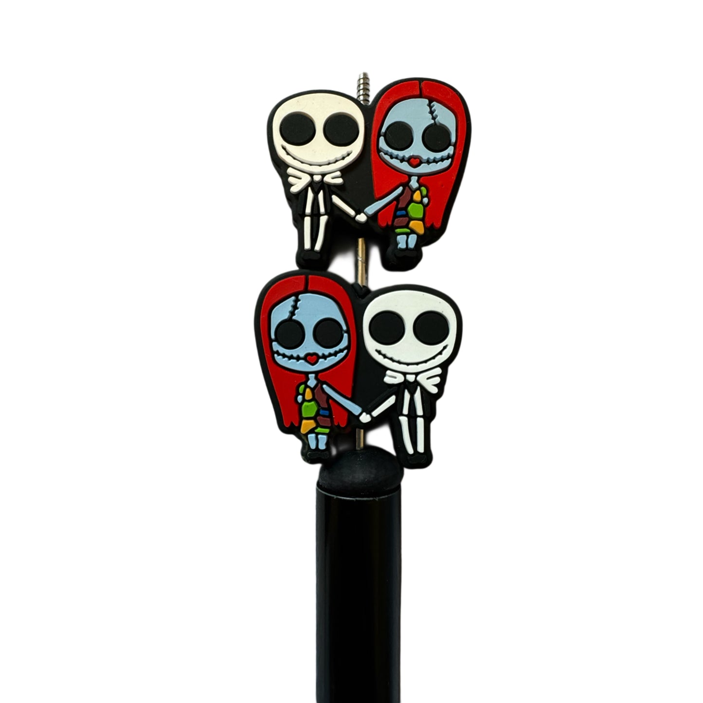 Jack and Sally Holding Hands Scary but Cute Halloween Horror Character Silicone Focal Bead for Beadable Pens, Keychains and More!