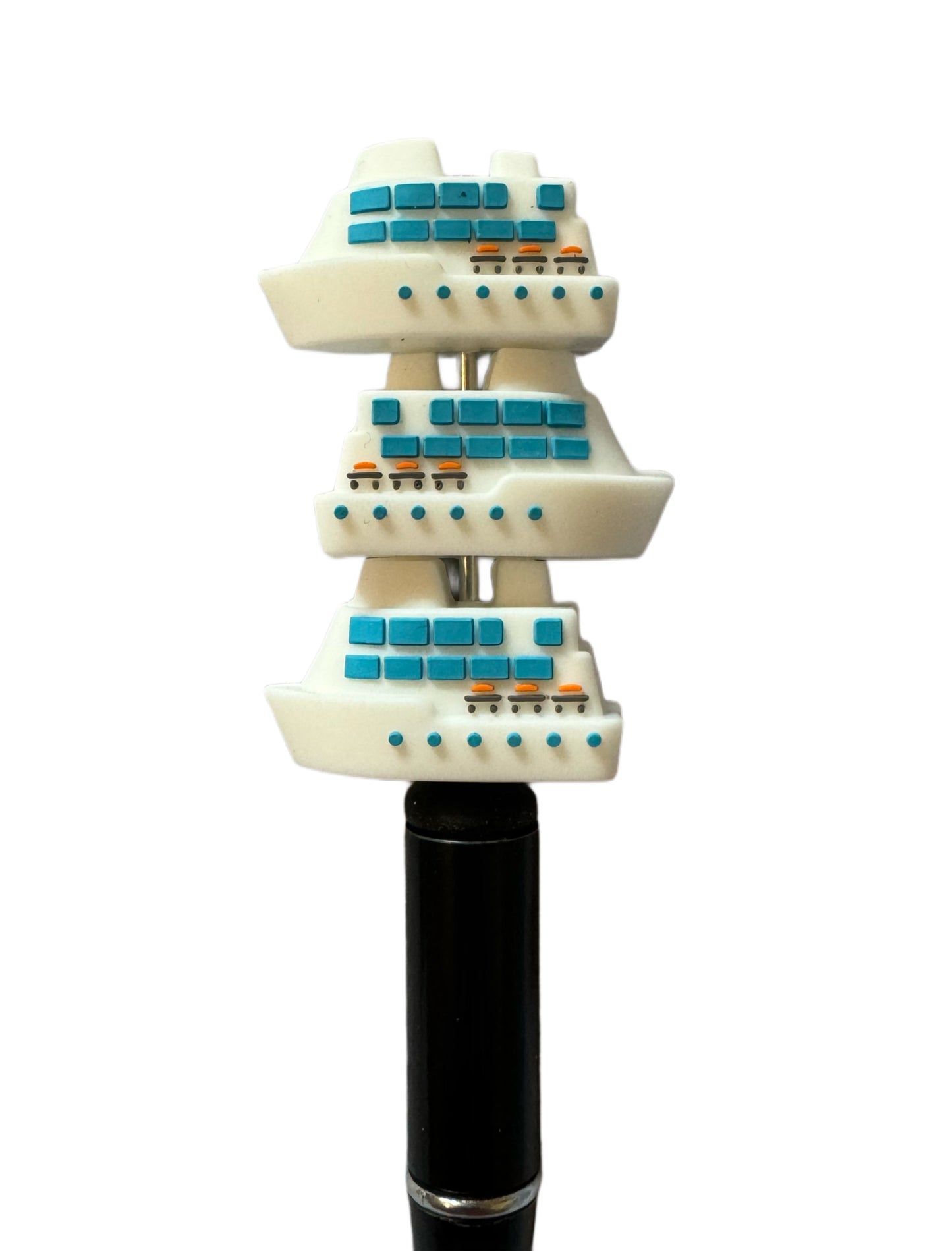 High Quality 3D Cruise Ship Silicone Focal Bead for Beadable Pens, Stylus, Pencils, Keychains and More. Fun Compliment for Cruising Ducks!