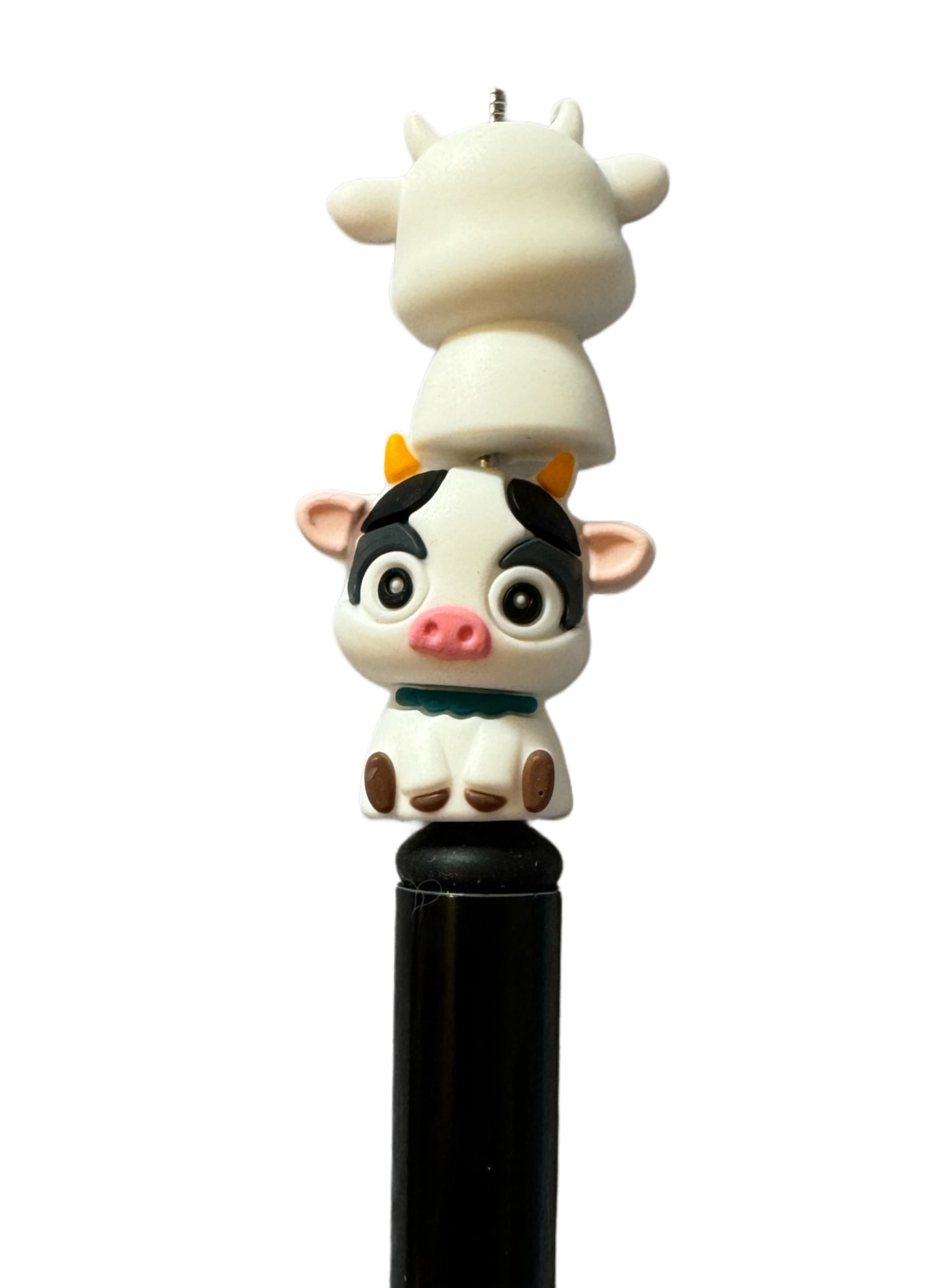 Cute 3D Cow or Bull with Horns Silicone Focal Bead for Beadable Pens, Stylus, Pencils, Keychains and More.