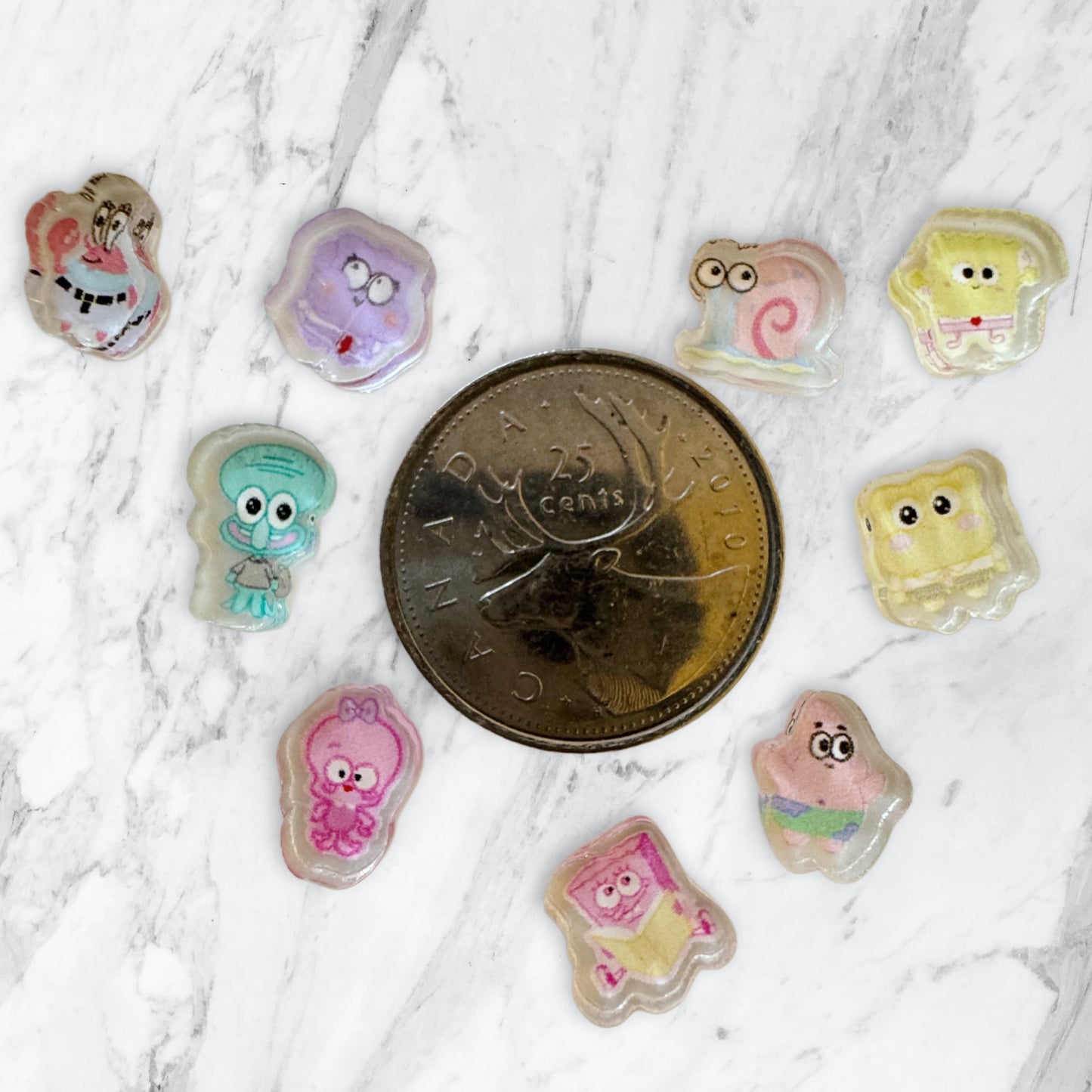 50 Pieces 1cm Everyone's Favorite Sponge Mr. Bob and Friends Flatback One Sided Acrylic for Phone Cases, Earrings and More!