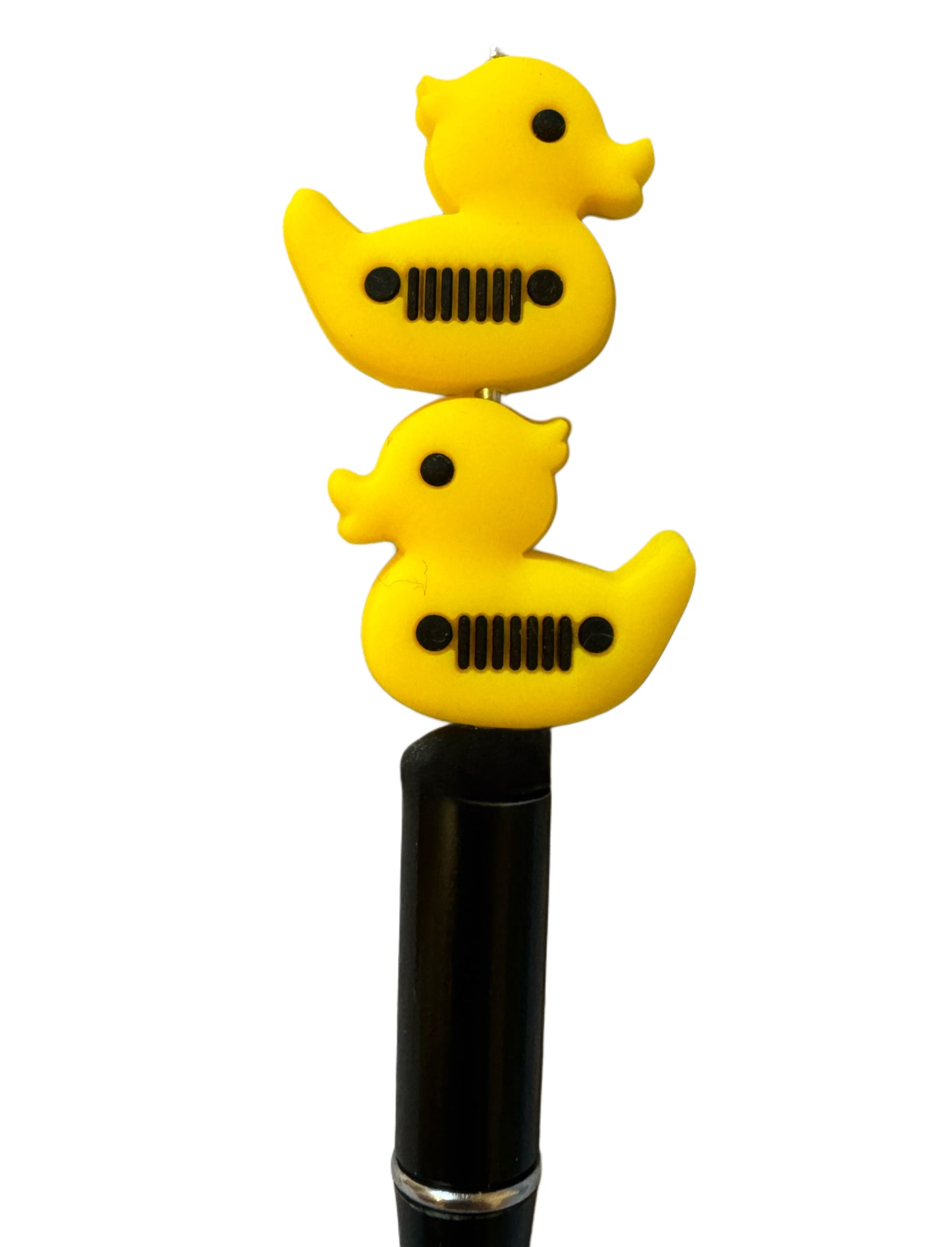 Yellow Duck with a Vehicle Grill Silicone Focal Bead for Beadable Pens, Stylus, Pencils, Keychains and More. Great for Duck, Duck Jeep!