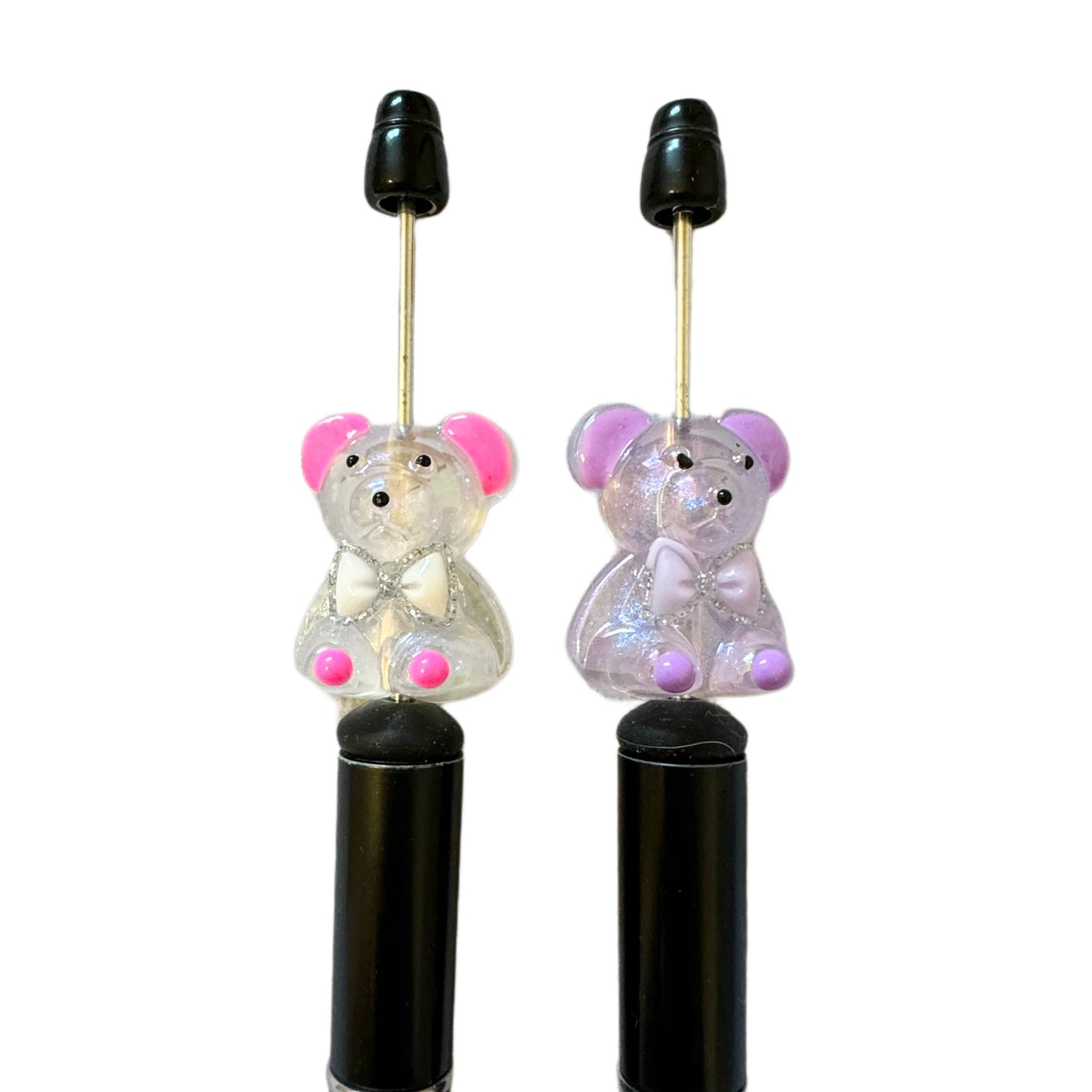 5 Pieces Luminous Acrylic Bear with Colored Accents for Beadable Pen, Keychain and more! Perfect Your DYI Baby Shower Creations!
