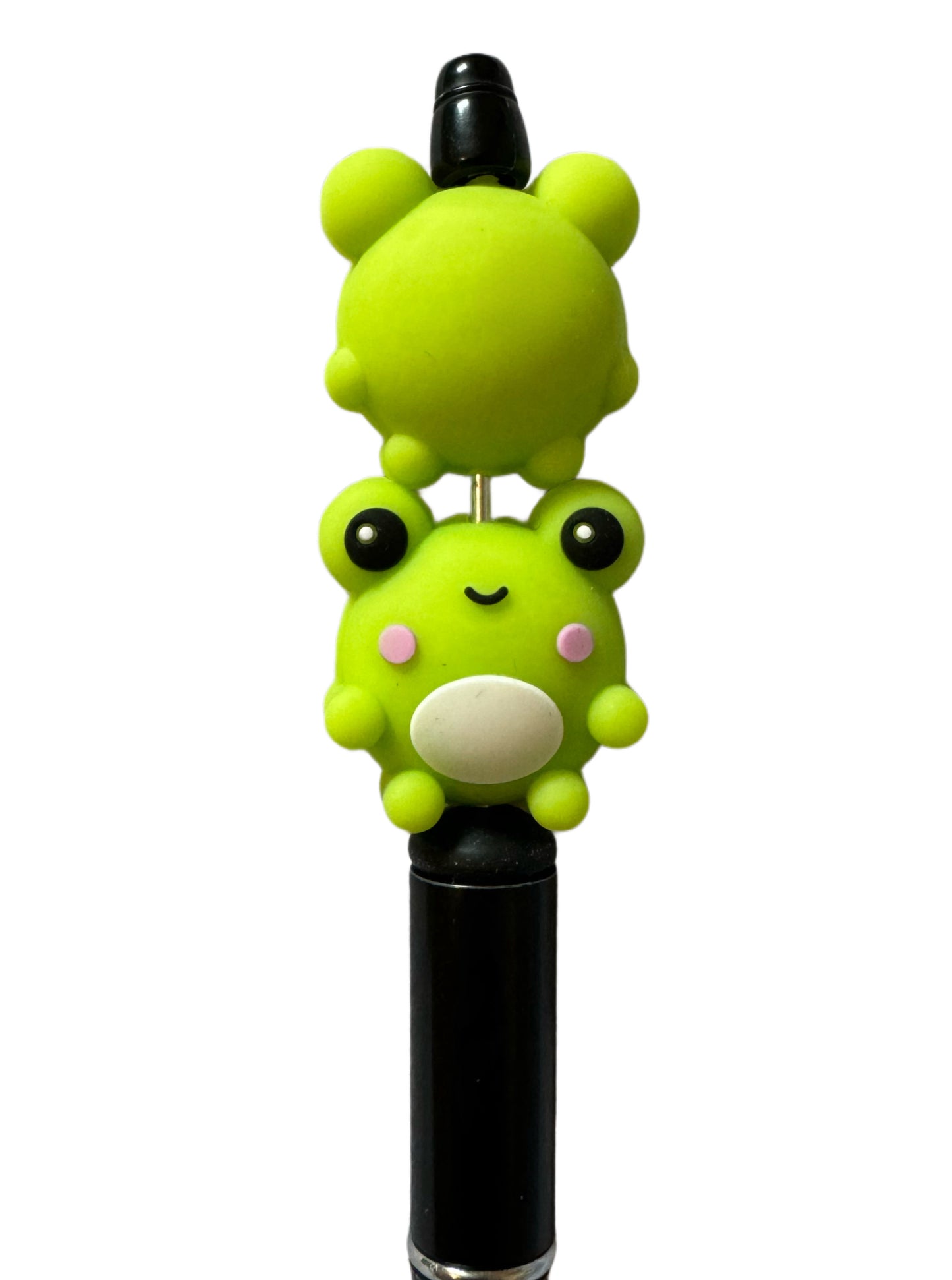 Cute 3D Green Frog Silicone Focal Bead for Beadable Pens, Stylus, Pencils, Keychains and More.