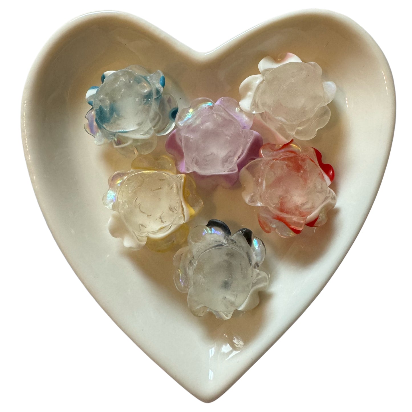 22mm Transparent Resin Rose Flower Flatback Cabochon with AB Highlights. Perfect for Your DIY Projects for Water Bottles, Phone Case & More!