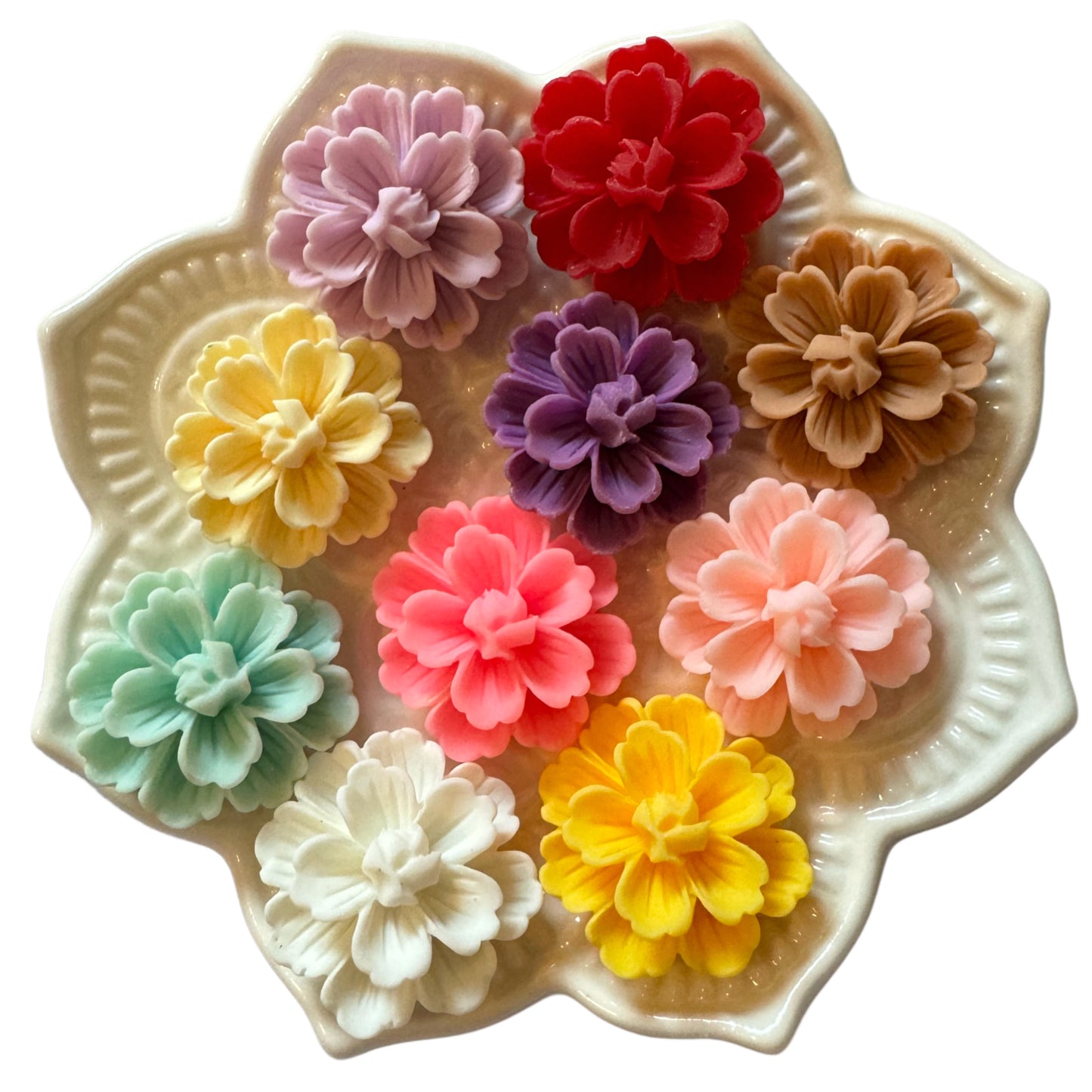 24mm Luminous Resin Camilla Flower Flatback Cabochon. Perfect for Your DIY Projects for Phone Cases, Water Bottles, Hair Accessory and More!