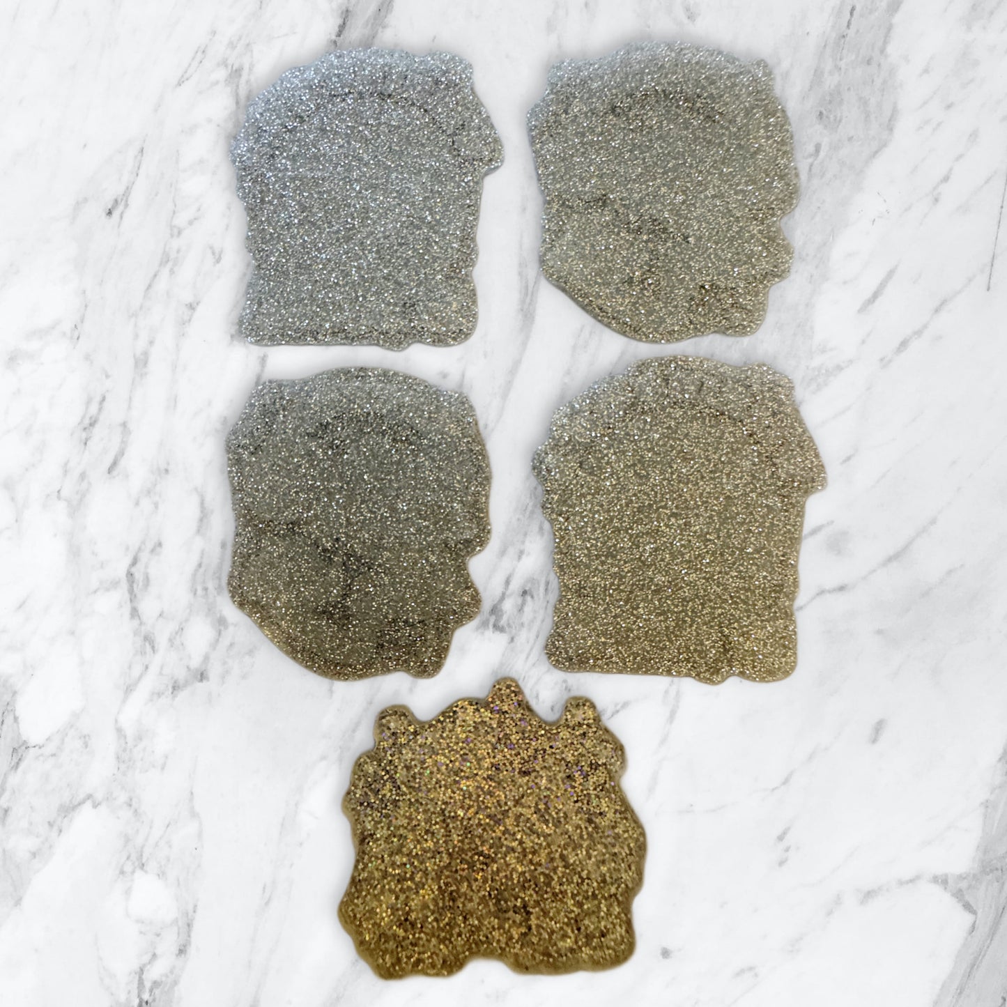 5 Pieces Rainbow Brite and Unicorn Friend Flatback One Sided Glitter Back Planar Acrylic with Glitter Back for Keychains, Badge Reels, Earrings and More!