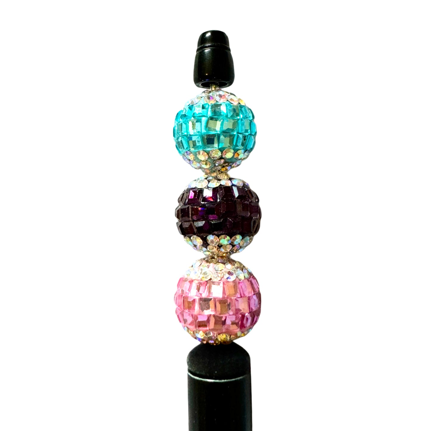 Gorgeous 16mm Rhinestone and Clay Disco Ball Beads with Colored Center Stripe for Beadable Pen Stylus Keychain Bracelet Earrings and More!