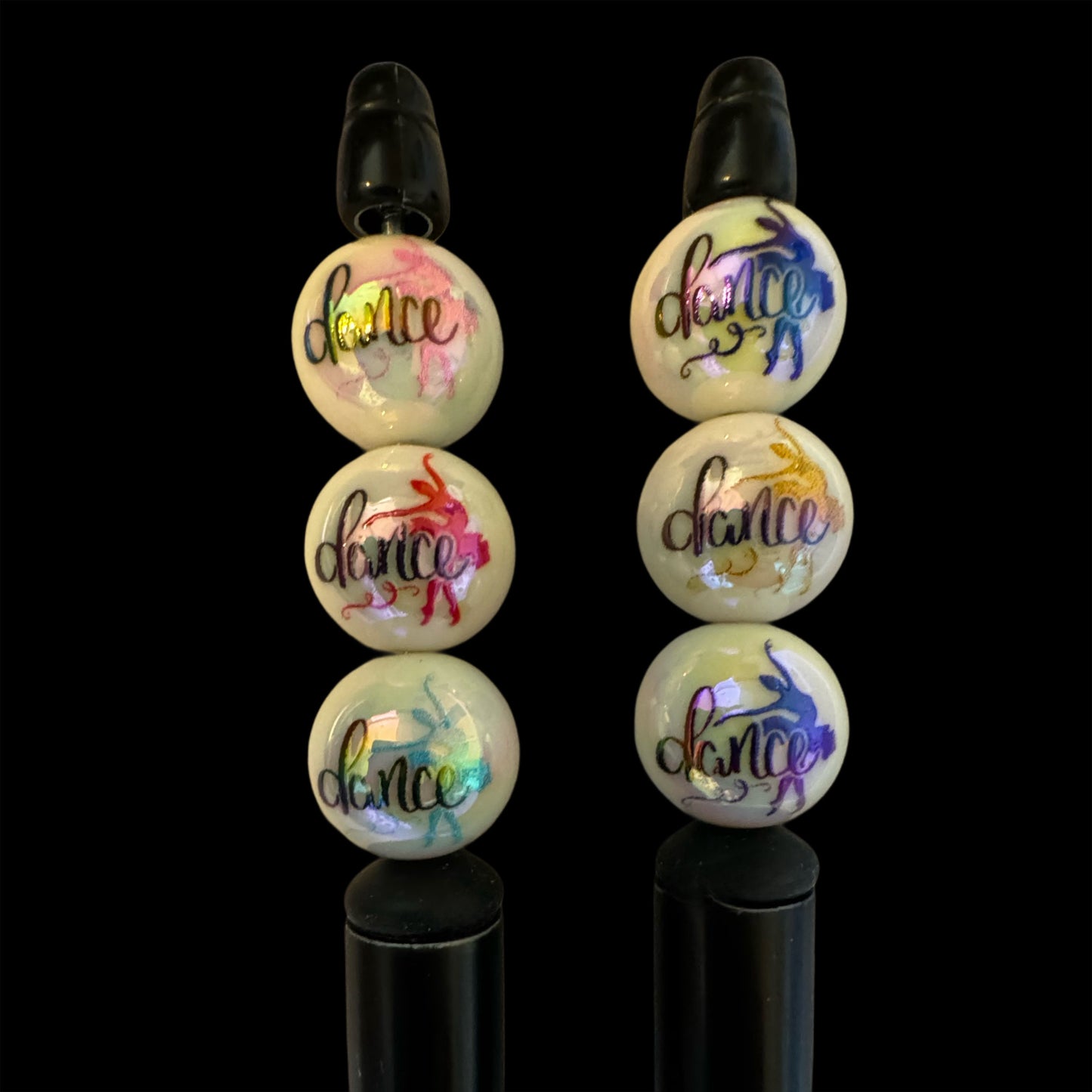 15.5mm Figure Dancing Acrylic Dance Beads with Aurora Borealis Coating for Beadable Pens, Keychain and More!