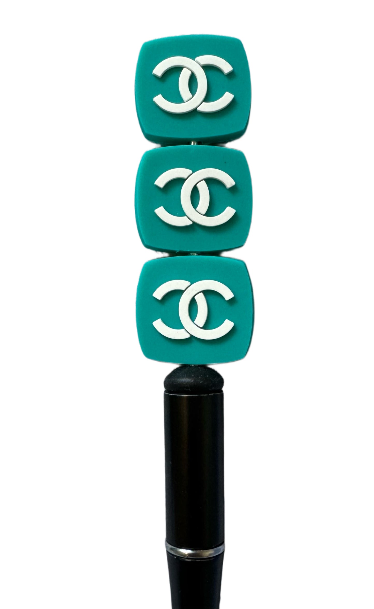 CC Tiffany Blue Rounded Square Designer Inspired Silicone Focal Bead for Beadable Pens, Stylus, Pencils, Keychains and More