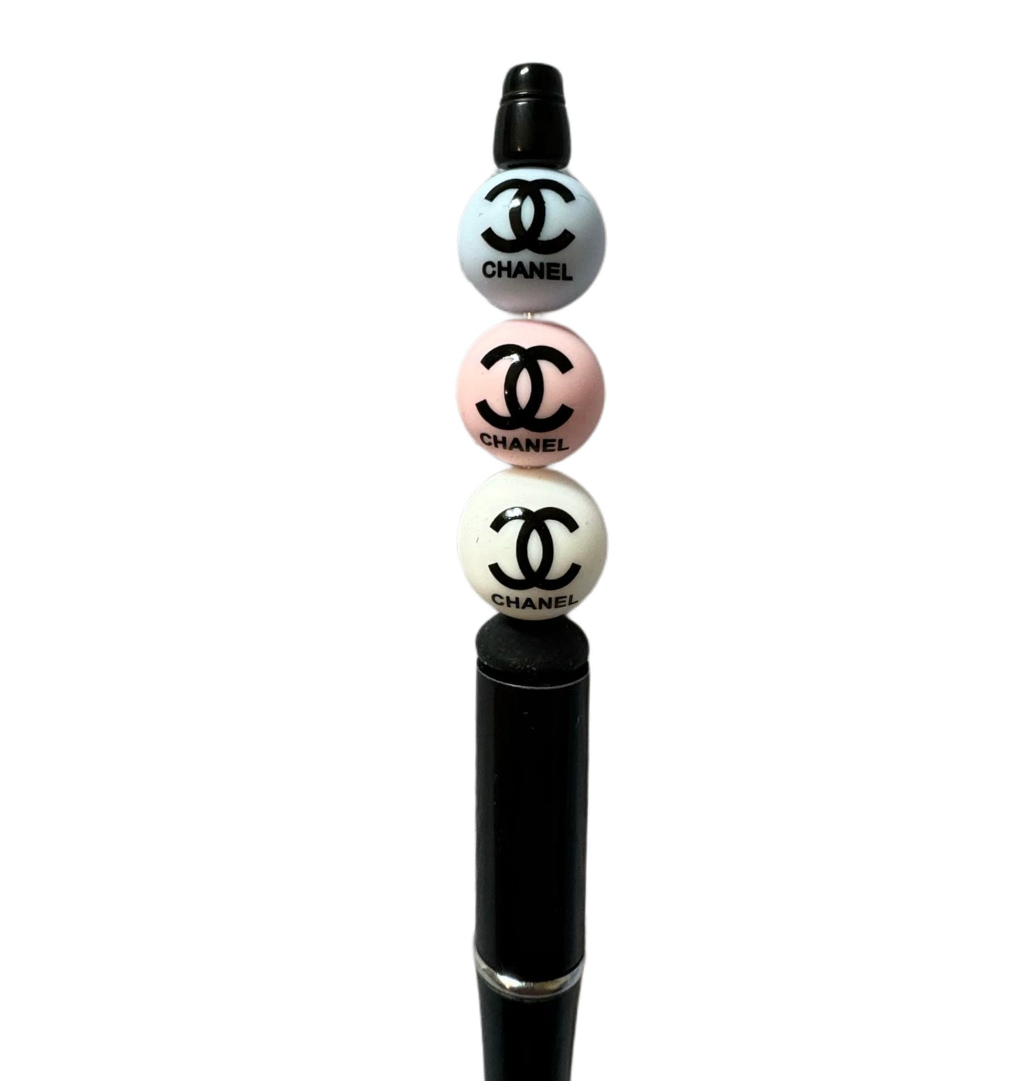 CC Letters Designer Inspired Silicone Round Bead for Beadable Pens, Stylus, Pencils, Keychains and More