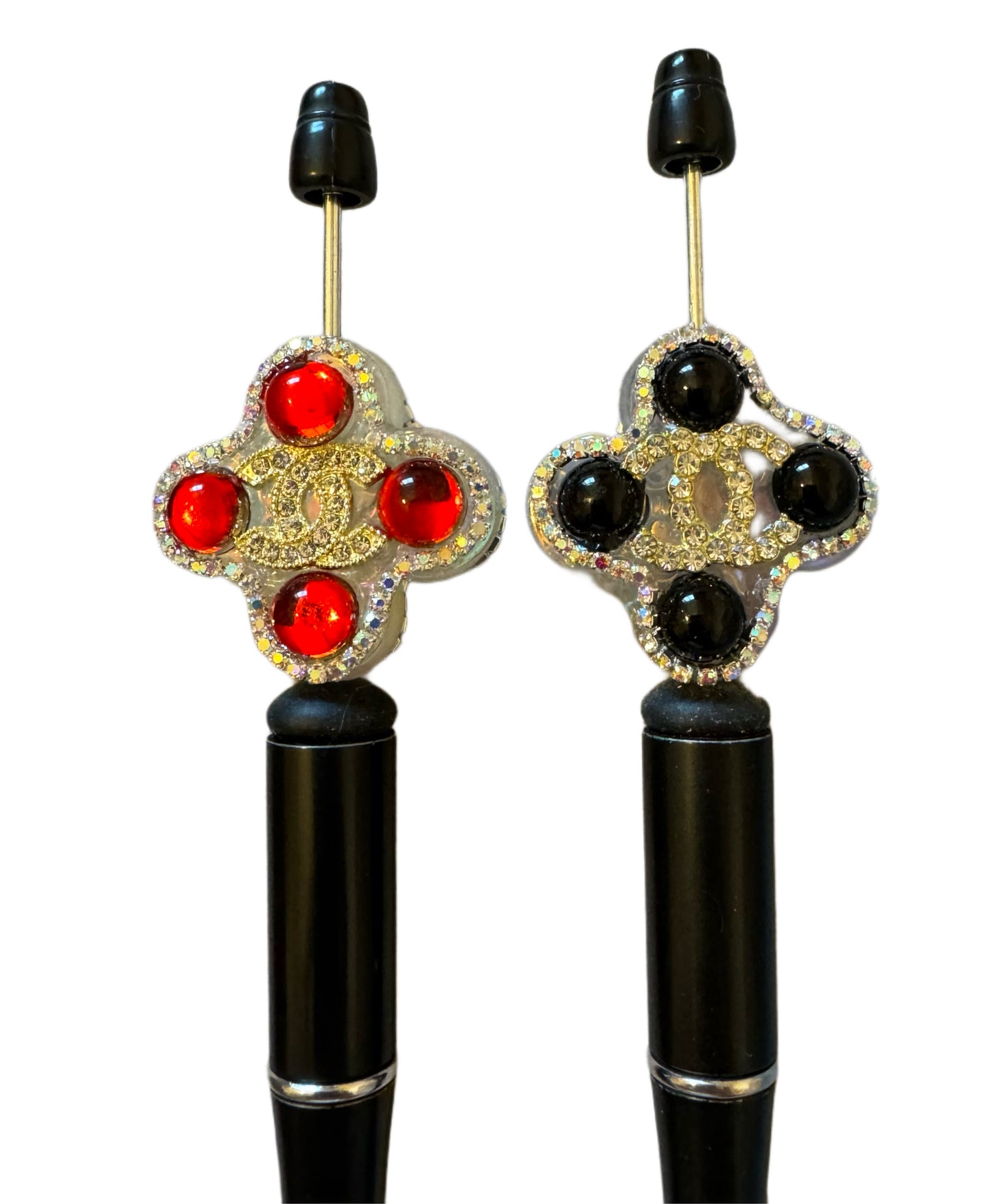 CC Clover Designer Inspired Acrylic Bead with Rhinestones for Beadable Pens, Stylus, Pencils, Keychains and More!