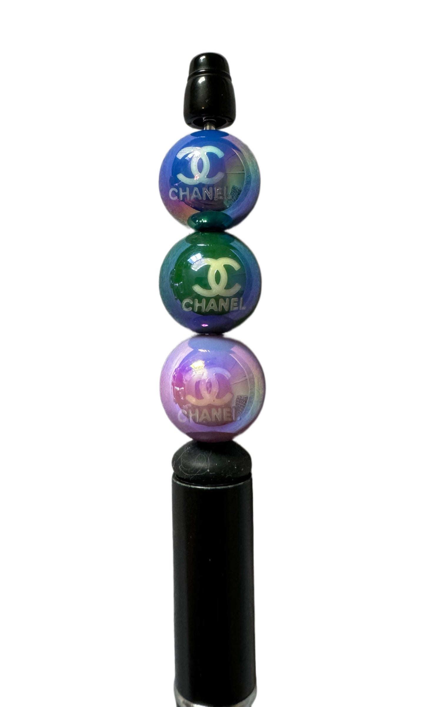 CC Colorful Designer Inspired Acrylic Bead with White Lettering for Beadable Pens, Stylus, Pencils, Keychains and More