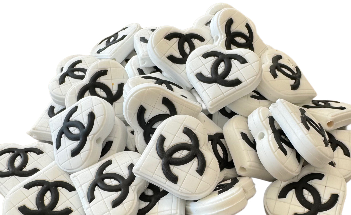 CC Heart Designer Inspired Silicone Focal Bead for Beadable Pens, Stylus, Pencils, Keychains and More