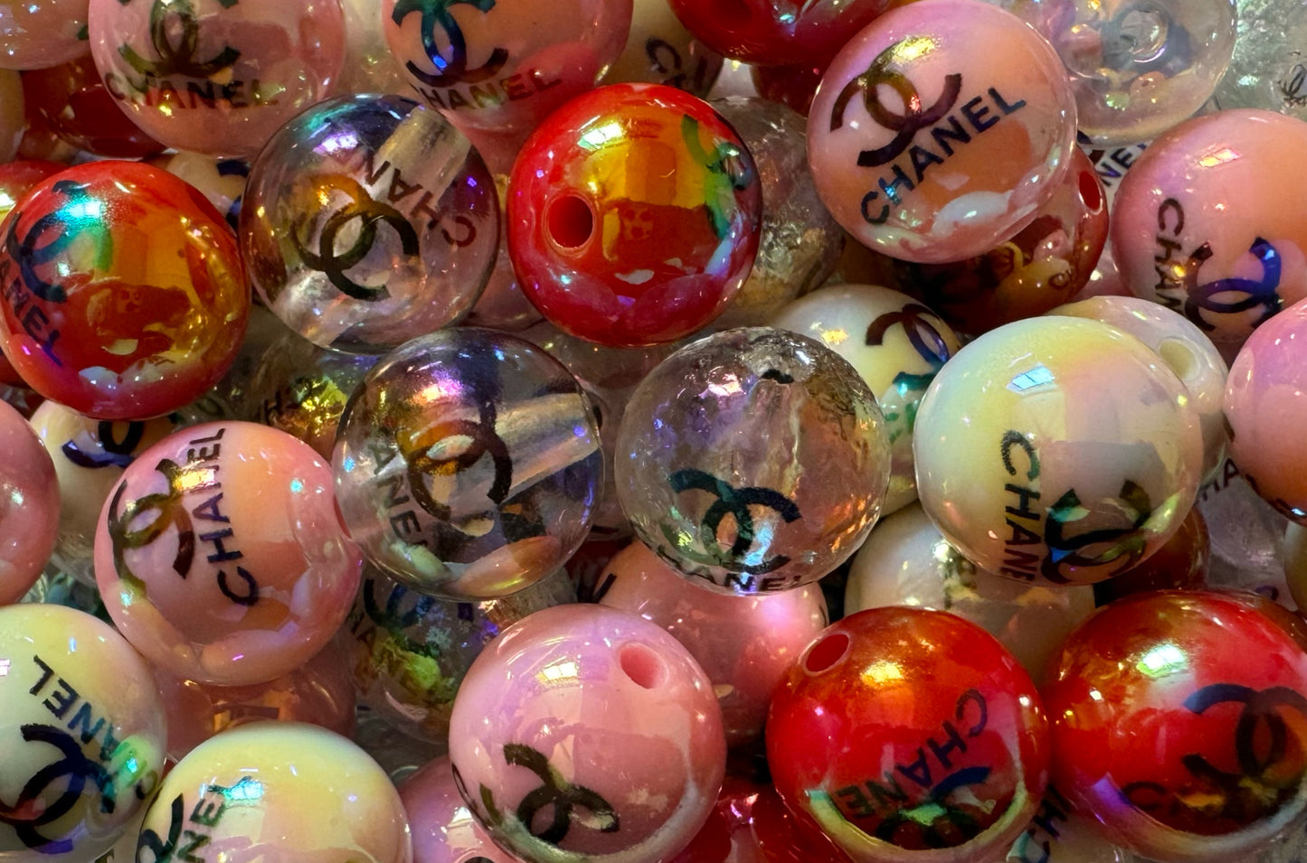 CC Pink and Red Mix with AB Designer Inspired Acrylic Bead for Beadable Pens, Stylus, Pencils, Keychains and More!