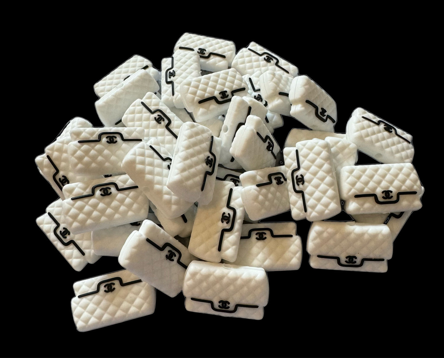 CC Small Purse or Hand Bag Designer Inspired Silicone Focal Bead for Beadable Pens, Stylus, Pencils, Keychains and More