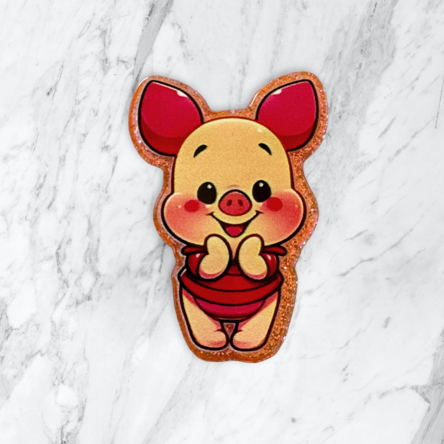 5 Pieces Cute Piglet Winnie the Honey Bear's Friend One Sided Flatback Planar Acrylic with Glitter Back for Keychains, Badge Reels, Earrings and More!