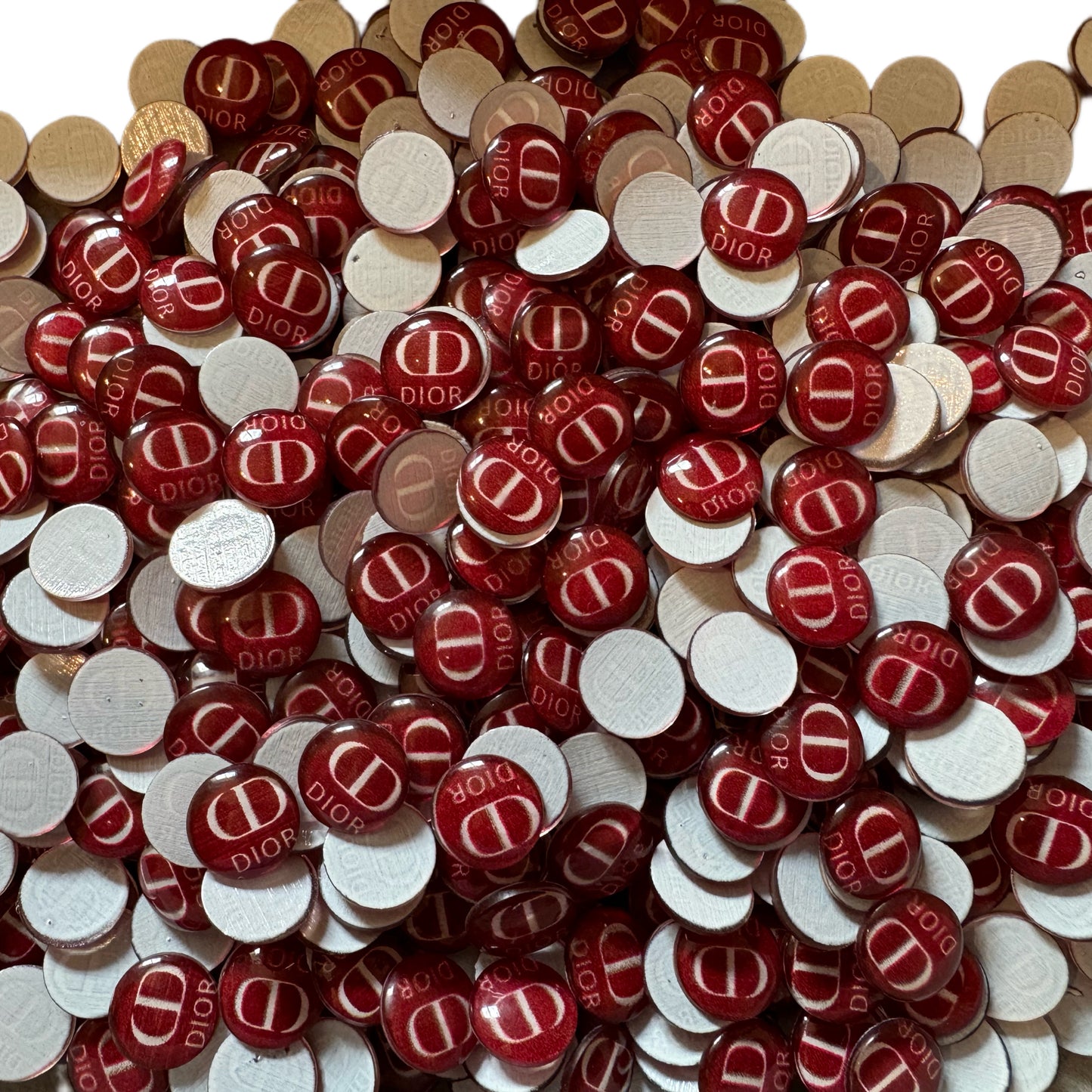 CC, GG or DD Resin Designer Inspired Round Nail Charms or Cabochons for DYI Phone Cases, Scrapbook, Hair Accessories, or Make Your Own Beads!