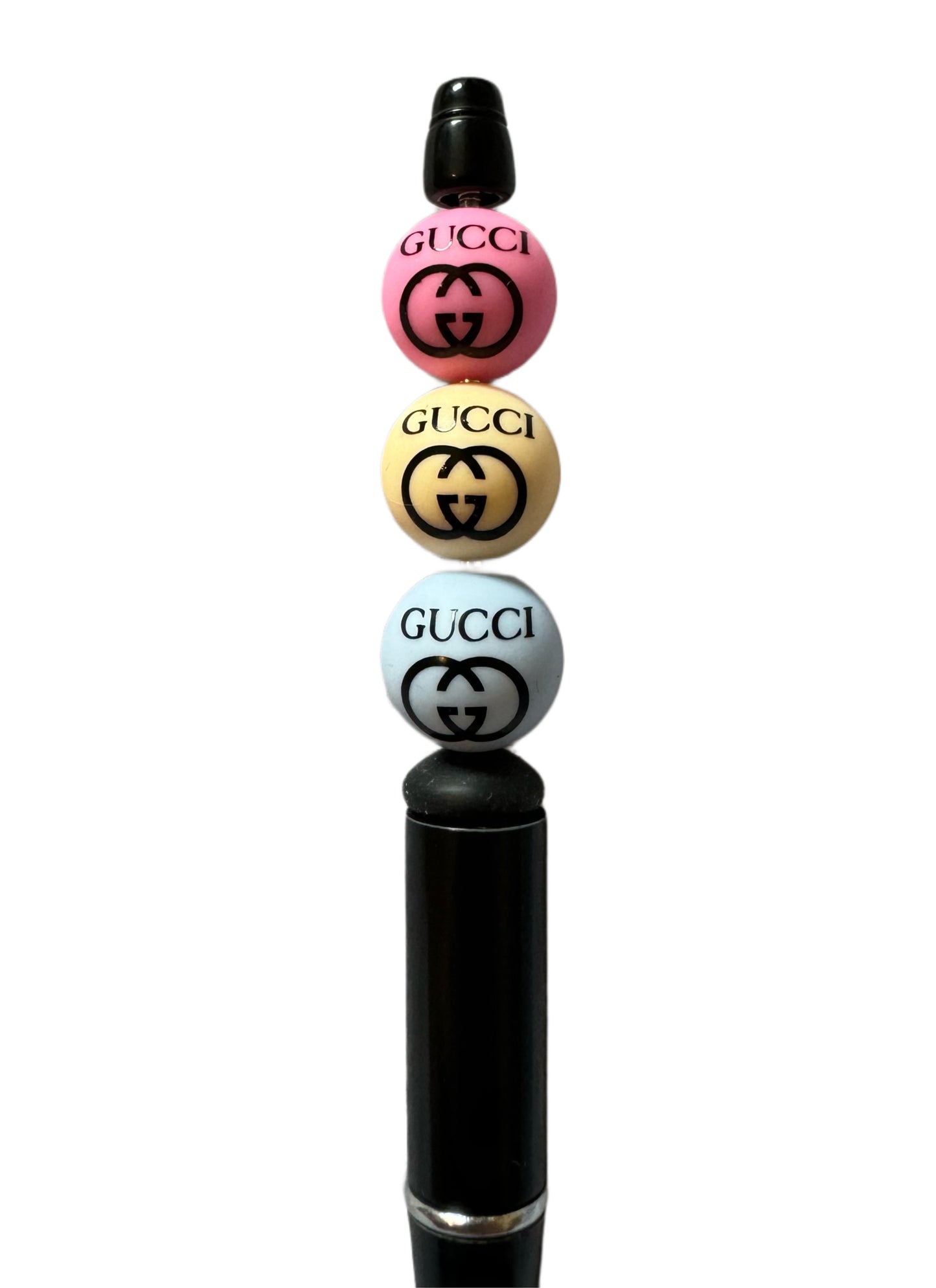 GG Letters Designer Inspired Silicone Round Bead for Beadable Pens, Stylus, Pencils, Keychains and More