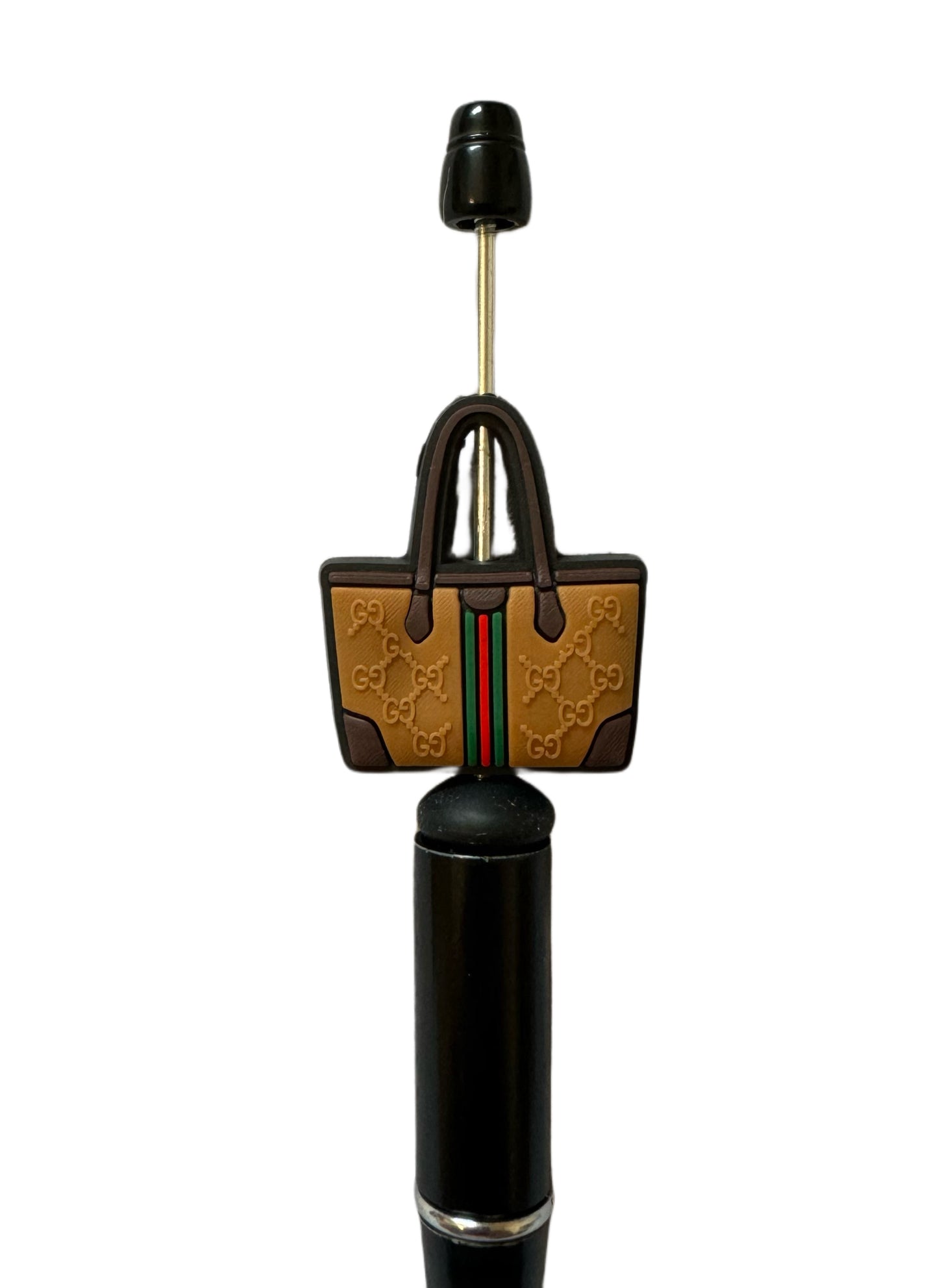 GG Brown Purse Hand Bag Designer Inspired Silicone Focal Bead for Beadable Pens, Stylus, Pencils, Keychains and More