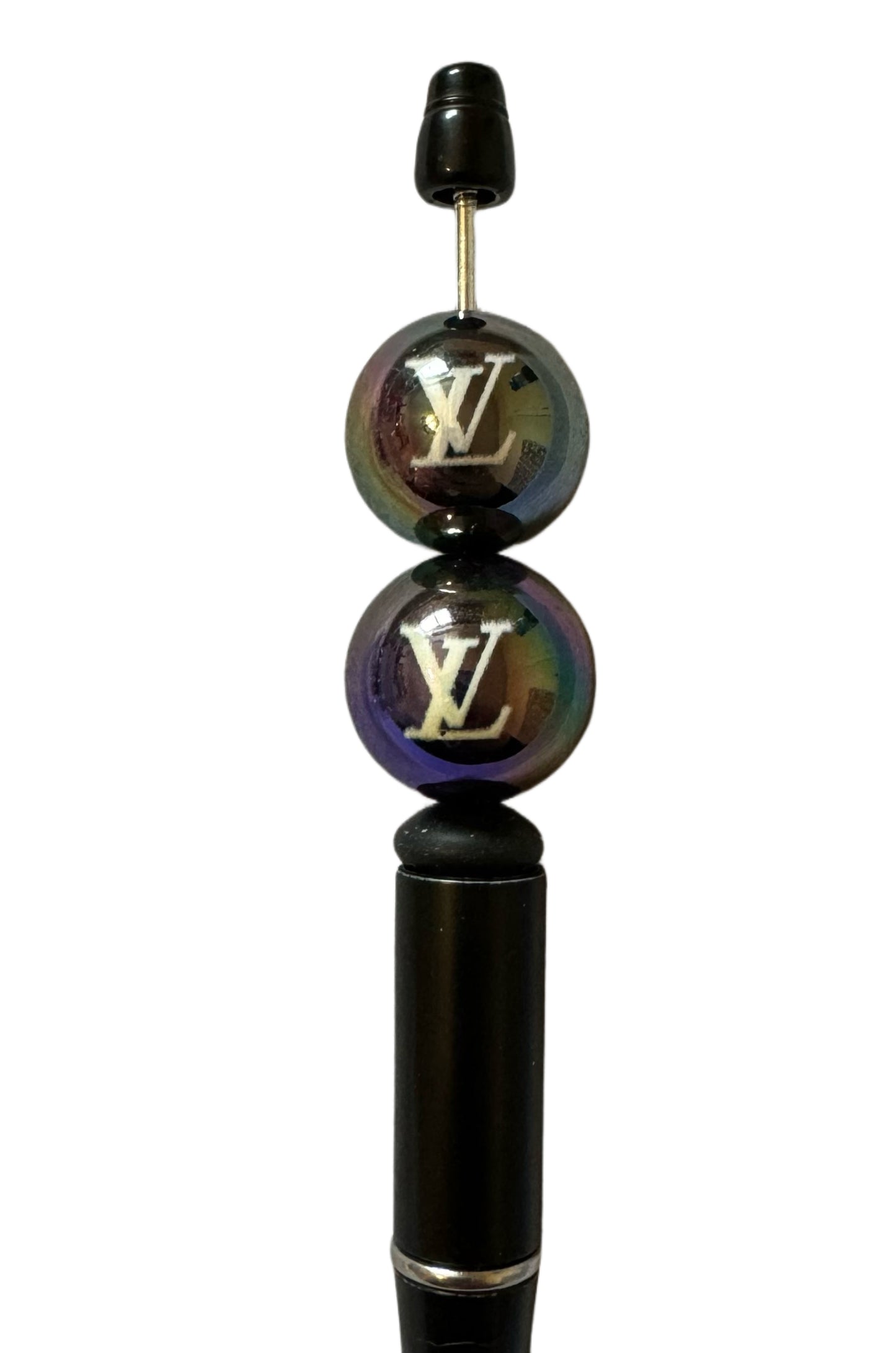 LV 20mm Black AB Designer Inspired Acrylic Bead for Beadable Pens, Stylus, Pencils, Keychains and More!