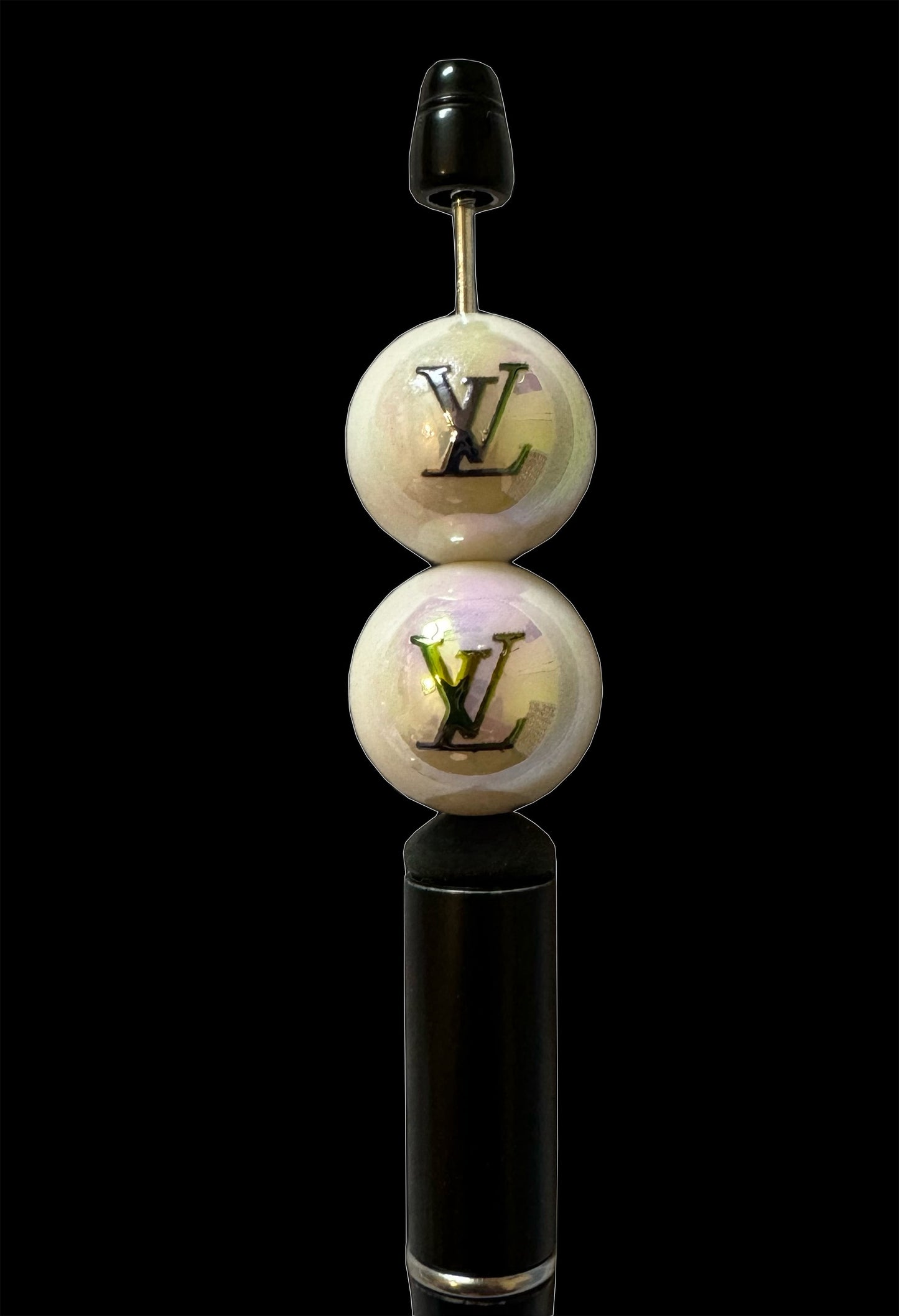 LV 20mm White AB Designer Inspired Acrylic Bead for Beadable Pens, Stylus, Pencils, Keychains and More!