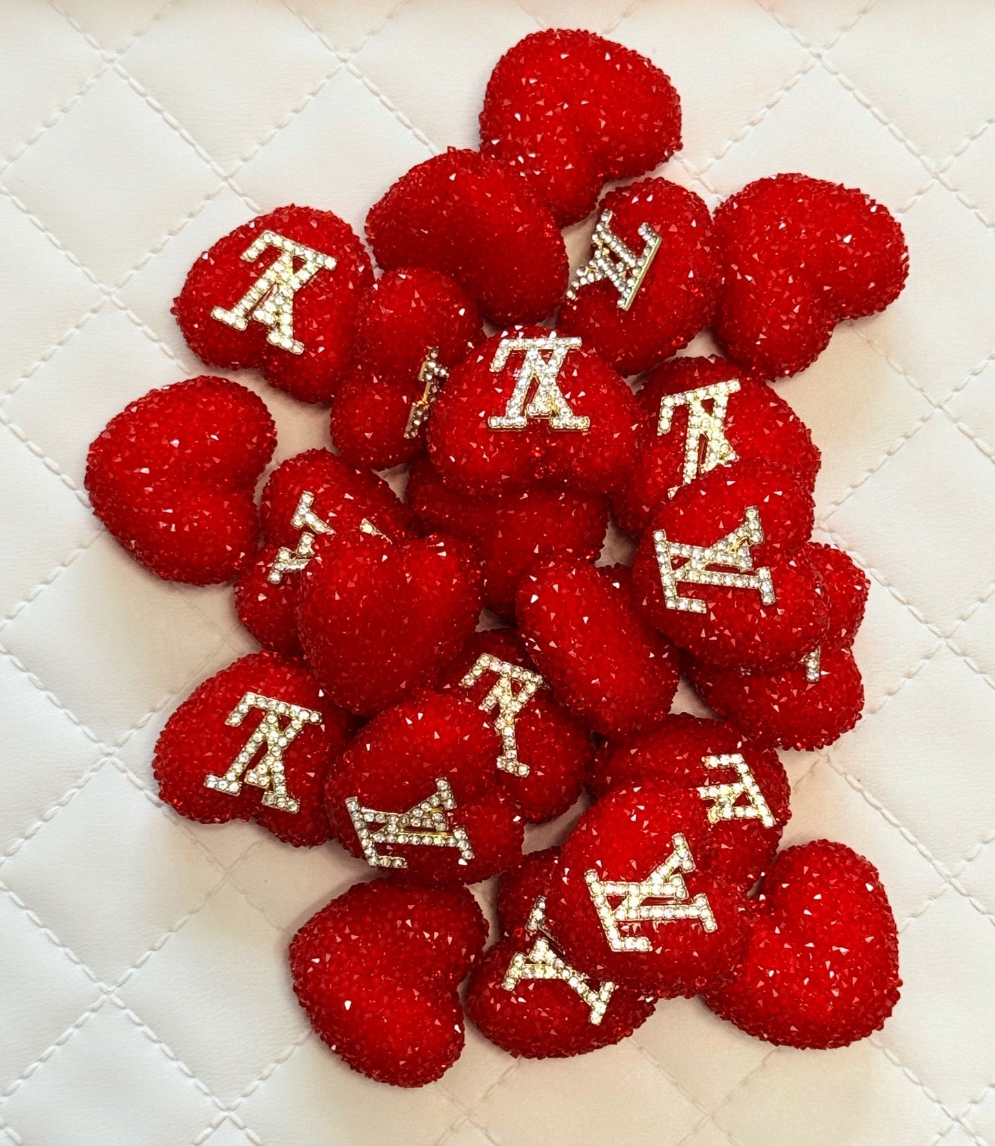 Single Sided LV Sugar Heart Designer Inspired Bead for Beadable Pens, Stylus, Pencils, Keychains and More!