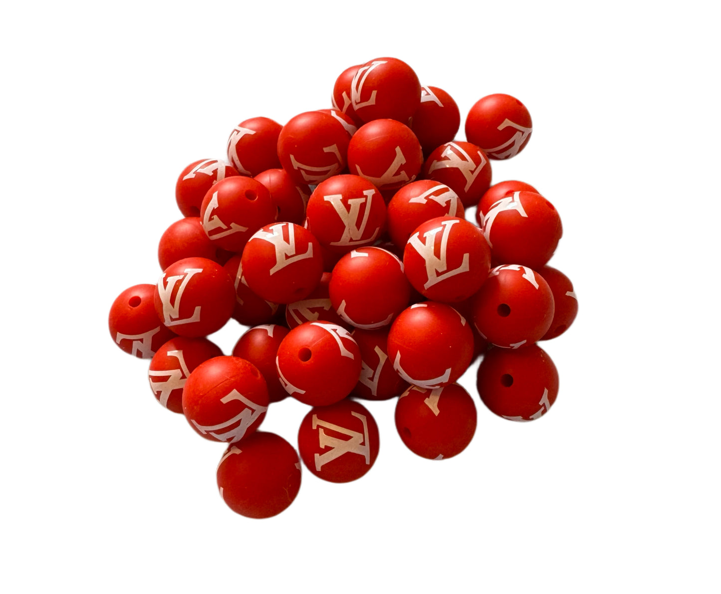 LV Letters Designer Inspired Silicone Round Bead for Beadable Pens, Stylus, Pencils, Keychains and More