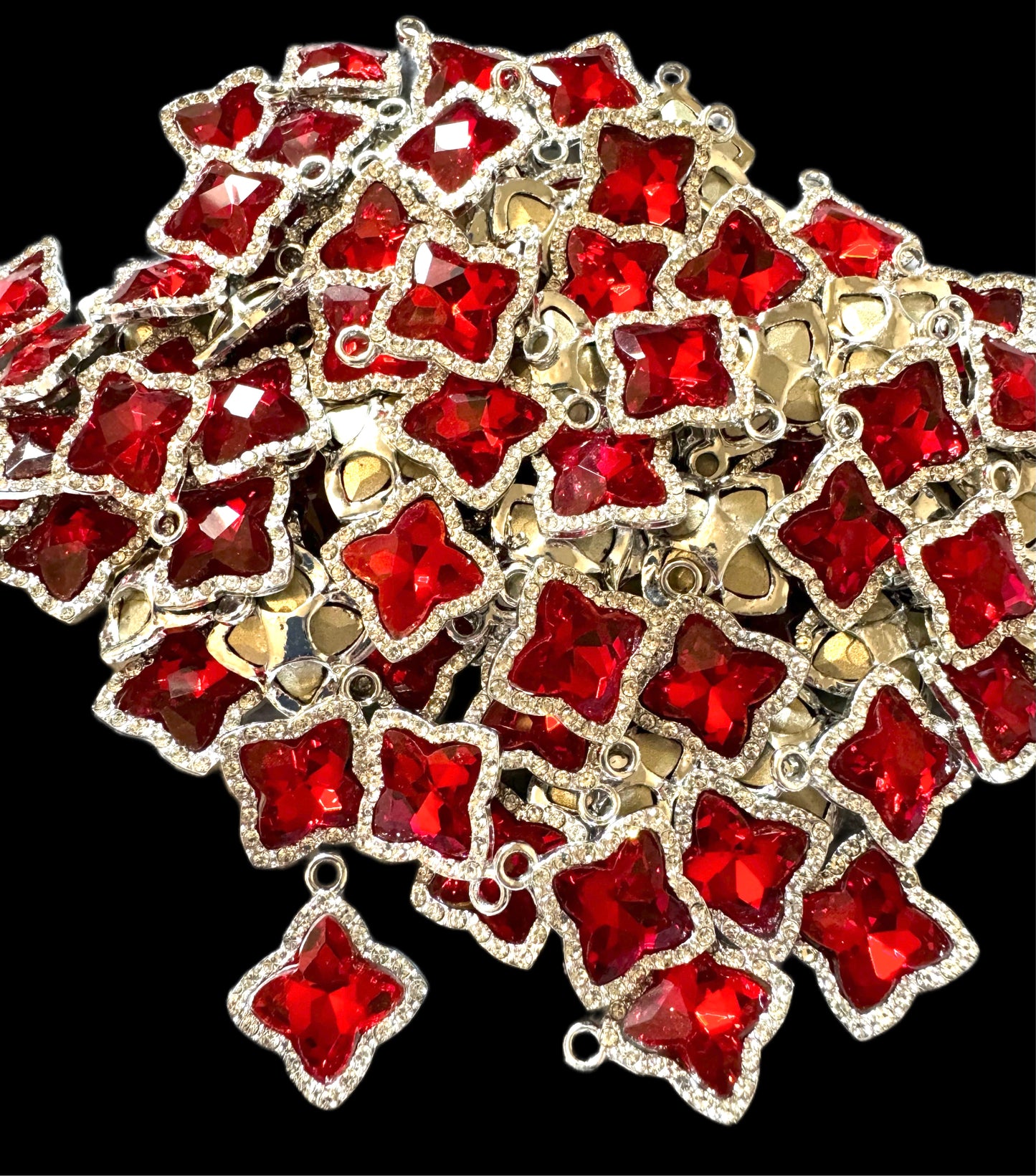 LV Clover Logo Metal and Rhinestone Pendant Designer Inspired for Beadable Pens, Keychains, Bracelets, Earrings and More! (Copy)