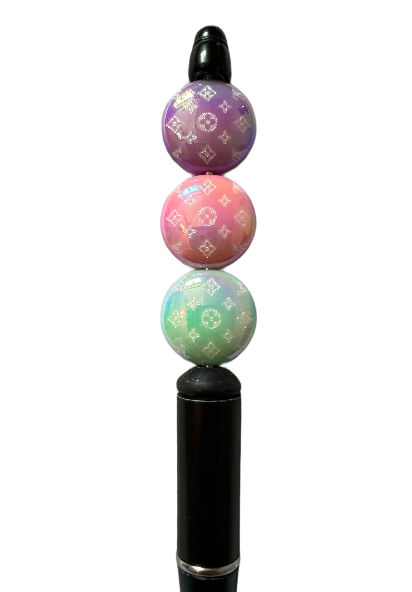 LV Flat Round Designer Inspired Acrylic Beads for Beadable Pens, Stylus, Pencils, Keychains and More!