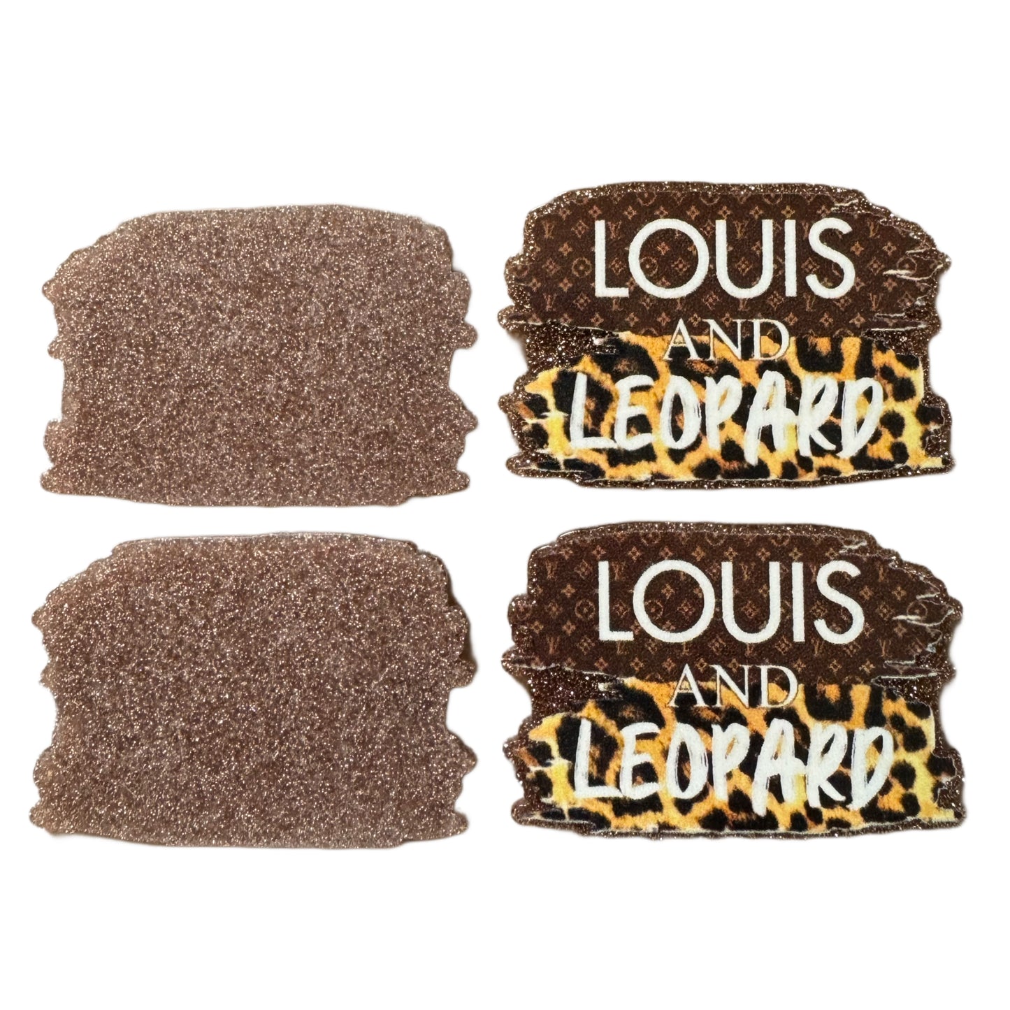 5 Pieces LV Designer Inspired Louis and Leopard Flatback One Sided Planar Acrylic for Keychains, Badge Reels, Earrings and More!