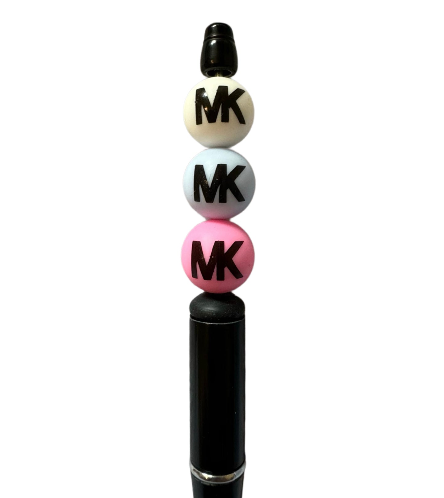 MK Letters Designer Inspired Silicone Round Bead for Beadable Pens, Stylus, Pencils, Keychains and More