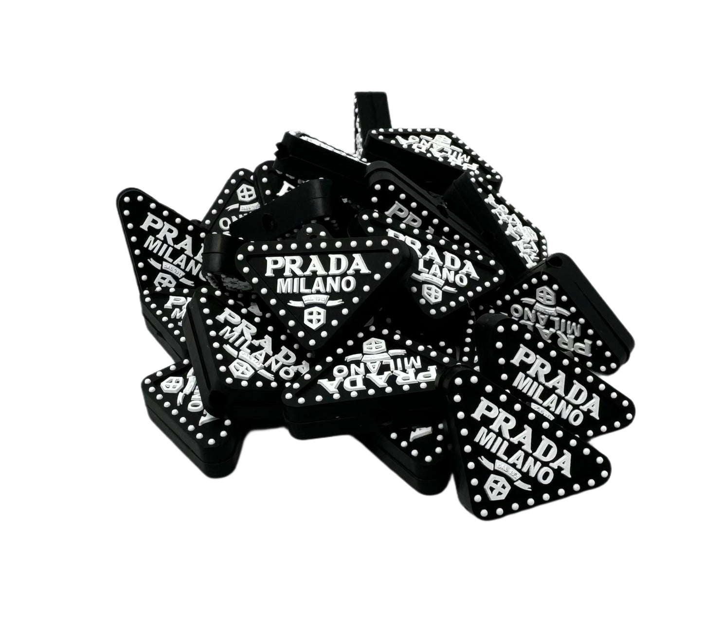 Prada Triangle Designer Inspired Silicone Focal Bead for Beadable Pens, Stylus, Pencils, Keychains and More