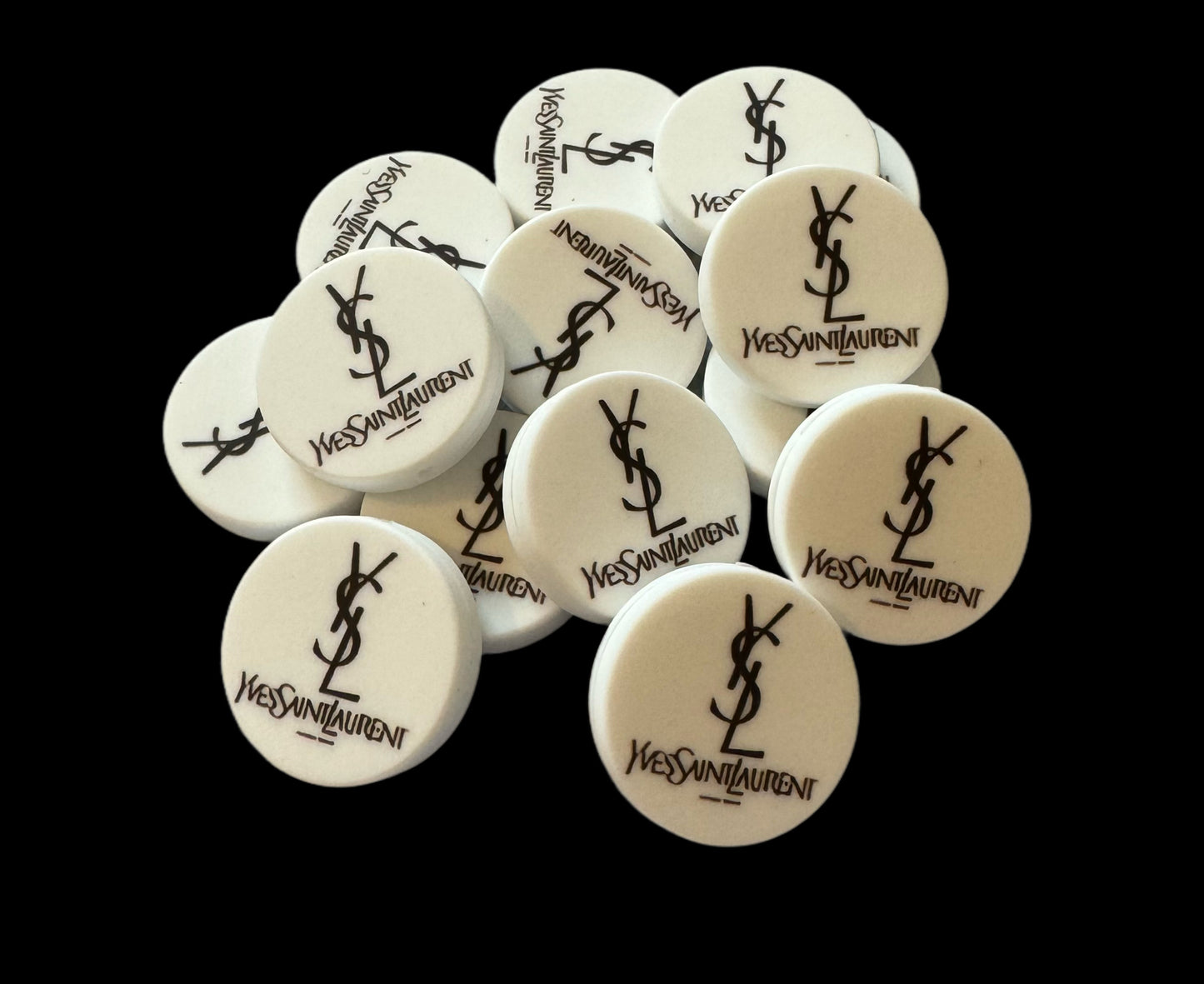 Round White Fendi, Balenciaga, Burberry, Hermes, D&G, YSL and Versace Designer Inspired Silicone Focal Bead for Beadable Pens, Stylus, Pencils, Keychains and More