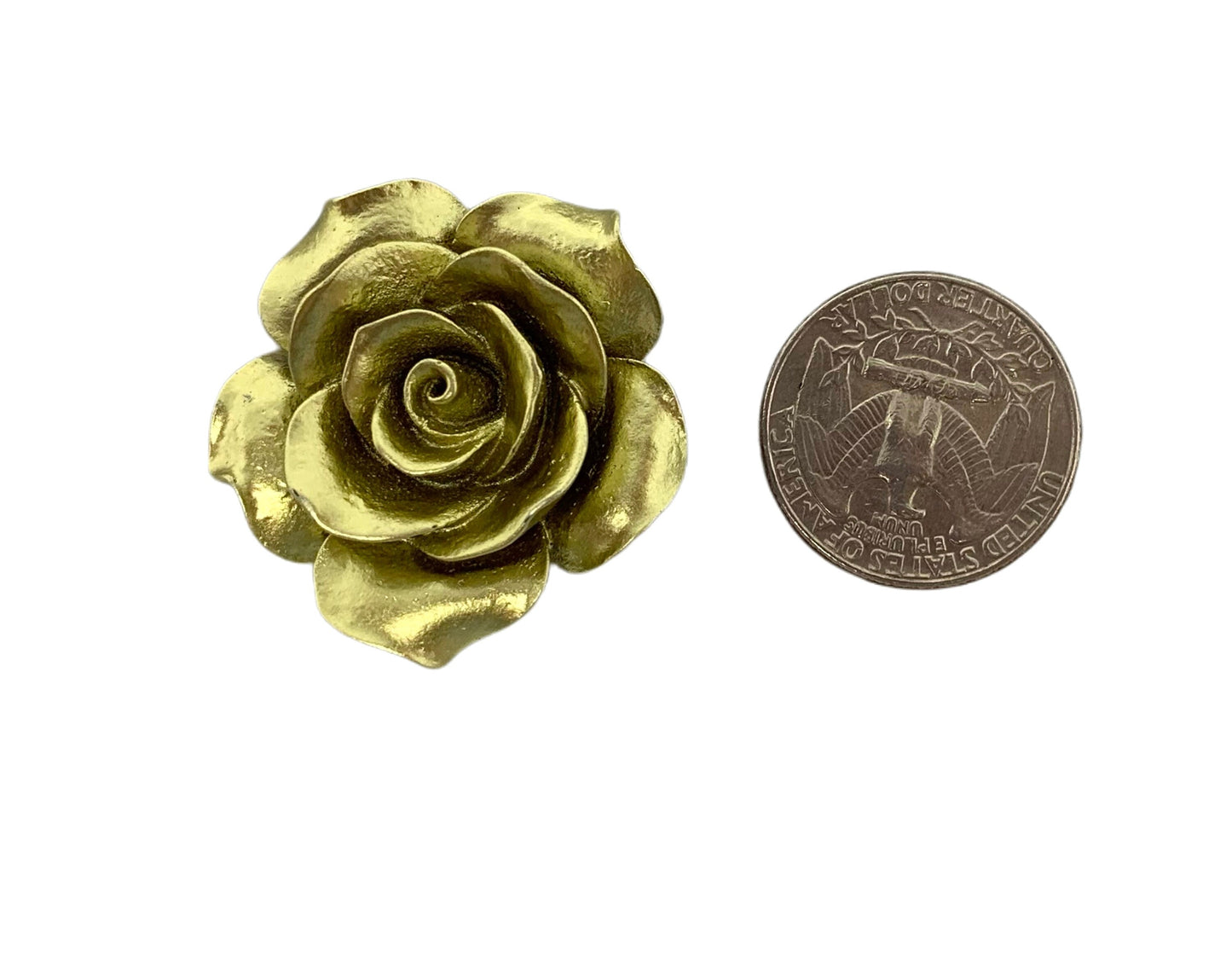 New Price! 34mm Metallic Look Extra Large Gold Resin Rose Flower Cabochon Flat Back Perfect DYI Phone Cases Water Bottles Hair Scrapbook