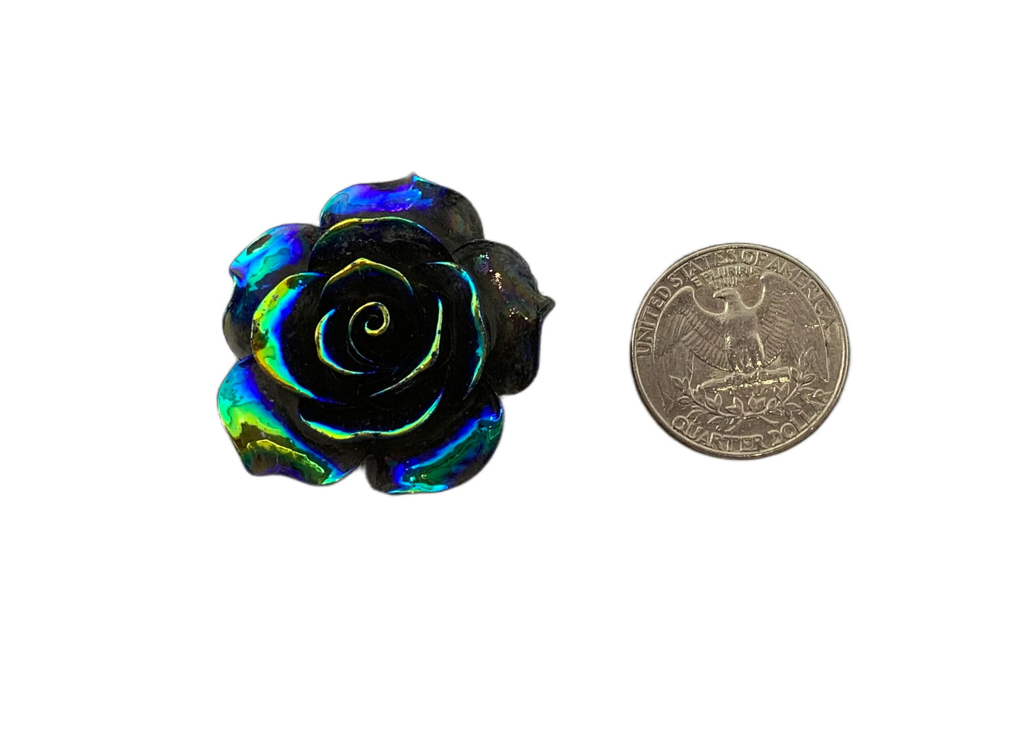 New Price! 34mm Galaxy Coating Black Resin Rose Flower Cabochon Flat Back Perfect DYI Phone Cases Water Bottles Scrapbook Hair Accessory