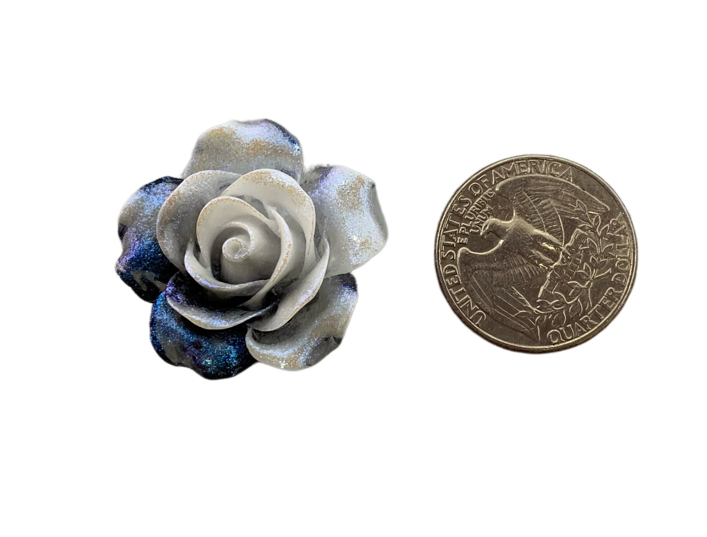 New Price! 30mm Dual Color Glitter Resin Rose Flower Cabochon Flat Back Perfect DYI Phone Cases Water Bottles Scrapbook Hair Accessory