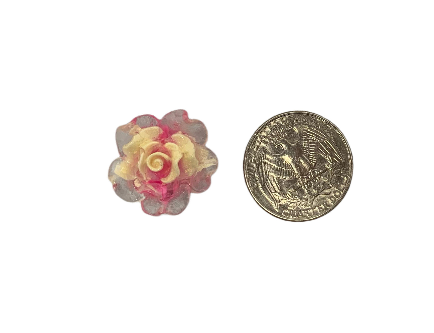 New Price! 22mm Ruffled Clear Resin Rose Flower Cabochon Flat Back Perfect for DYI Phone Cases Water Bottles Scrapbook Hair Accessory