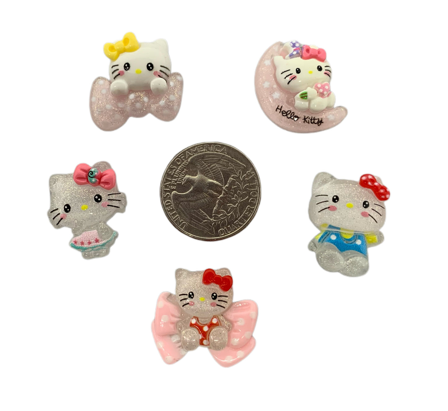 Sparkle Glitter Cute Kawaii Cat Kitty Charm Cabochon Mix Embellishment Flat Back for DYI Phone Cases Water Bottles Scrapbook Hair Accessory