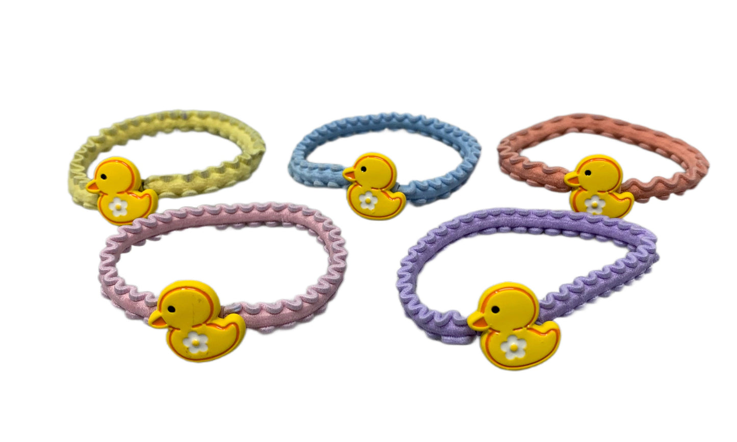 Duck with Flower Hair Tie Scrunchy Ponytail Holder Metal Clip Decorative Hair Accessory Cruising Ducks Rubber Duckie Style