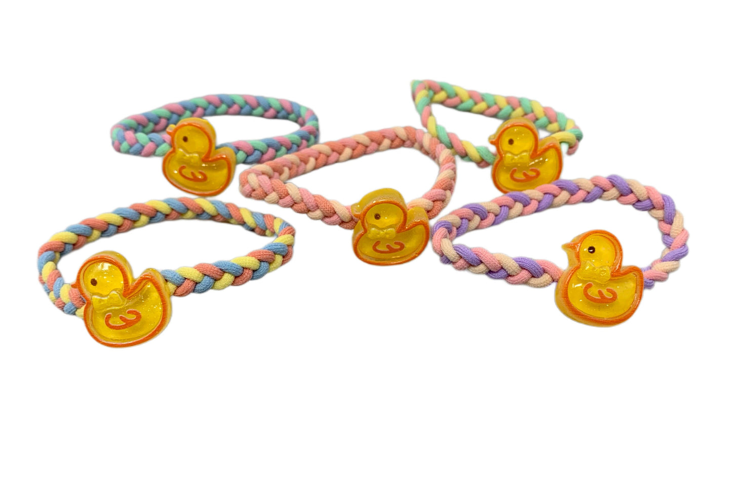 Acrylic Duck with Braided Hair Tie Scrunchy Ponytail Holder Decorative Hair Accessory Cruising Ducks Rubber Duckie Style