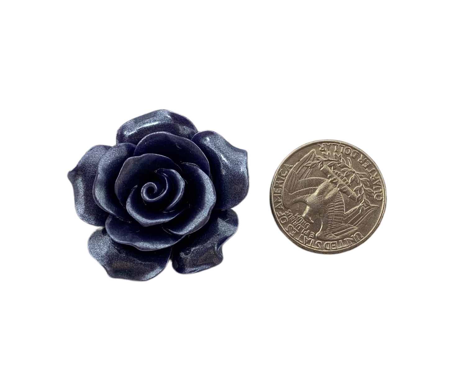 New Price! 34mm Pearl Coating Purple Resin Rose Flower Cabochon Flat Back Perfect DYI Phone Cases Water Bottles Scrapbook Hair Accessory