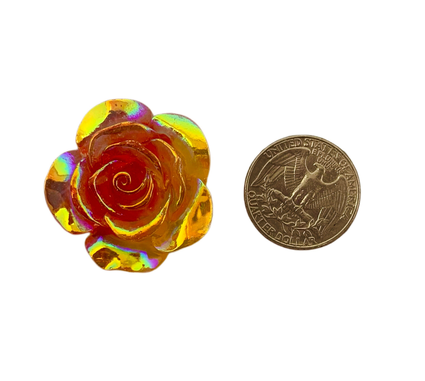 New Price! 35mm Sunshine Orange AB Resin Rose Flower Cabochon Flat Back Perfect DYI Phone Cases Water Bottles Scrapbook Hair Accessory