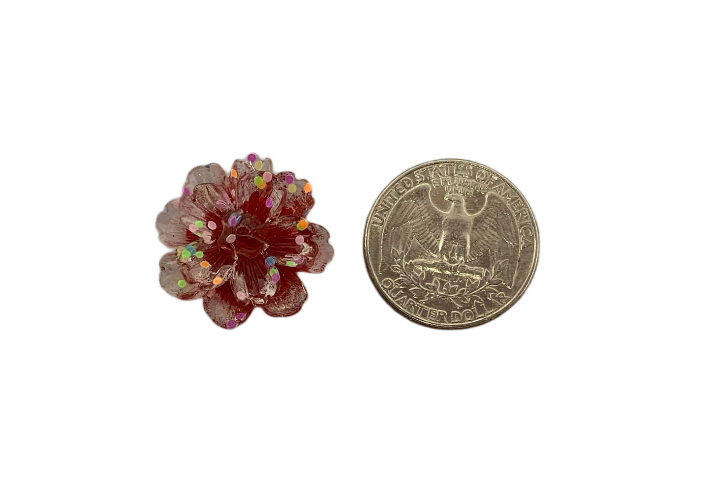 New Price! 22mm GLOW Clear with Mixed Color Flower Charm Cabochon Flat Back DYI Phone Cases Water Bottles Scrapbook Hair Accessory