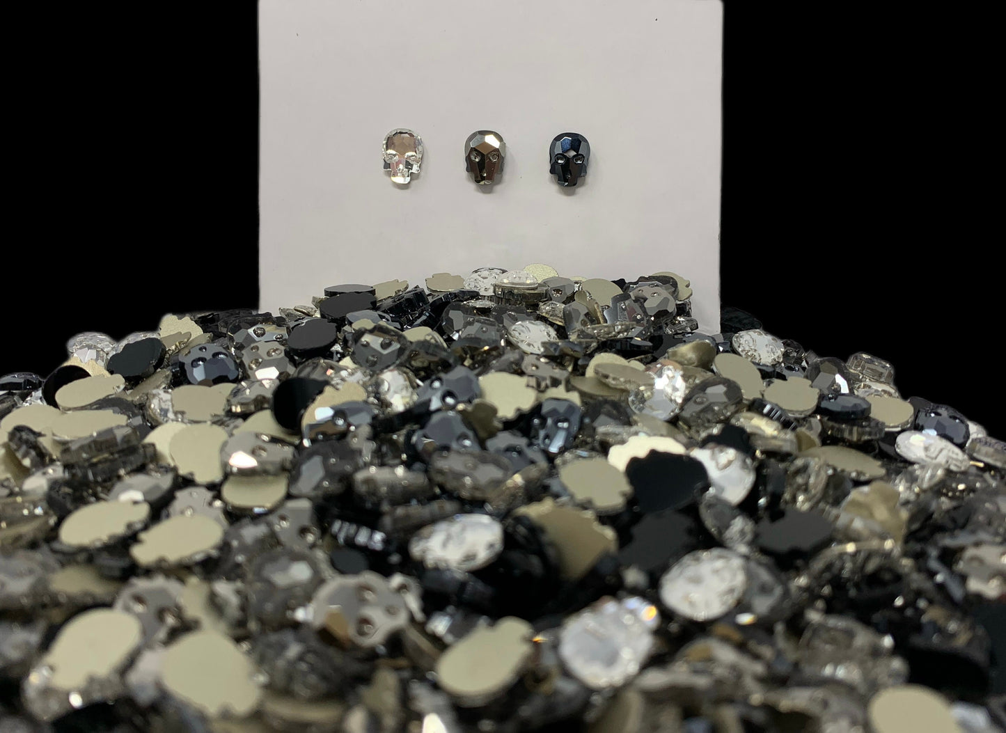 New Price! Skull Society Flat Back K9 Glass Mix Nail Charms or Cabochon Embellishment DYI Phone Cases Water Bottles Hair Accessory Gothic