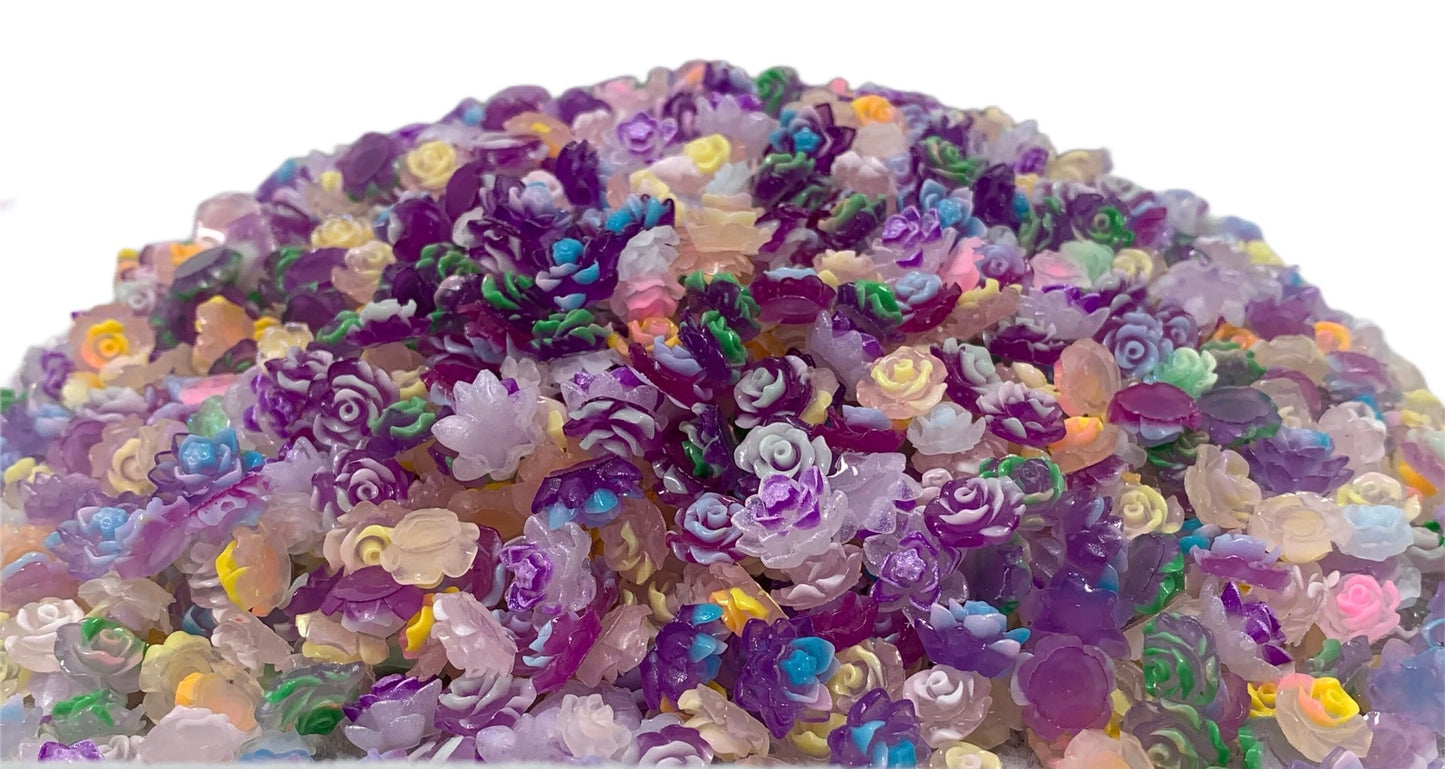 New Price Magical Bouquet Nail Charm Mix with Color Changing and GLOW Rose and Lotus Flowers Cabochon DYI Phone Cases Hair Accessories