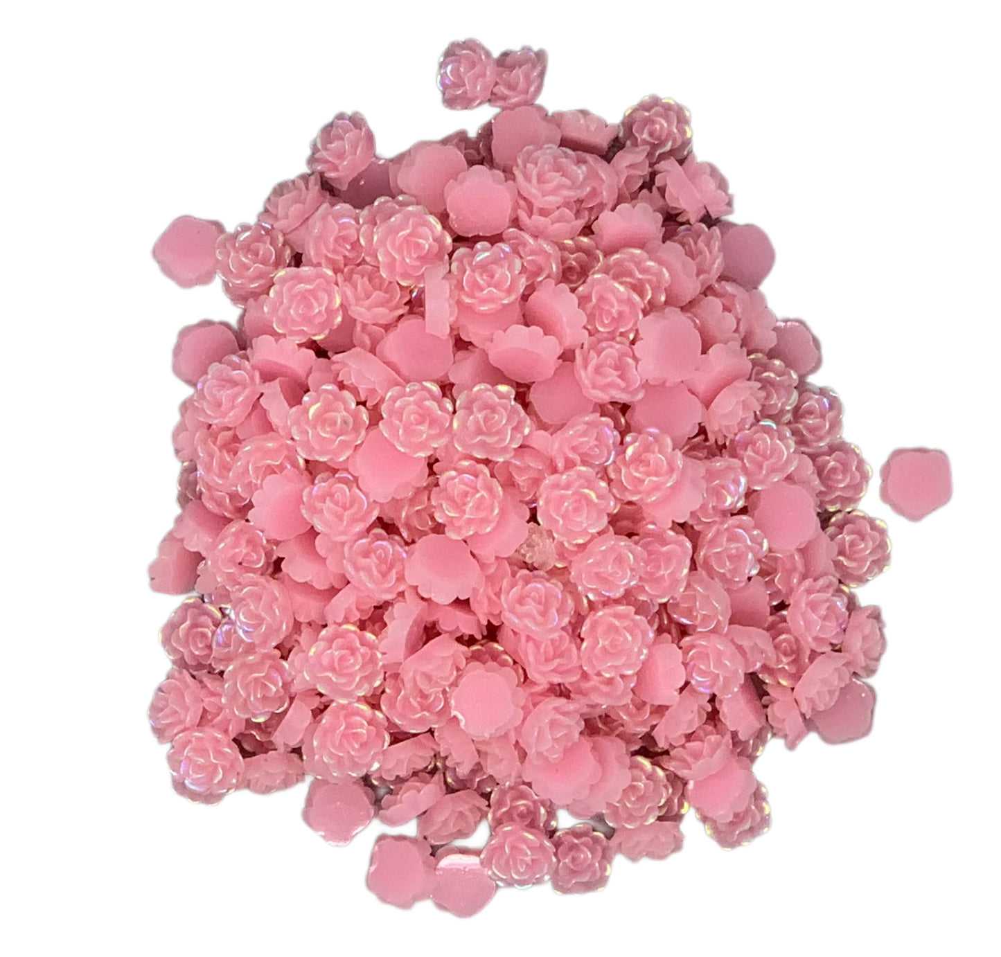 New Price! 11mm Pink Aurora Borealis Ruffled Rose Nail Charm Mix Flower Cabochon DYI Phone Cases Scrapbook Hair Accessories