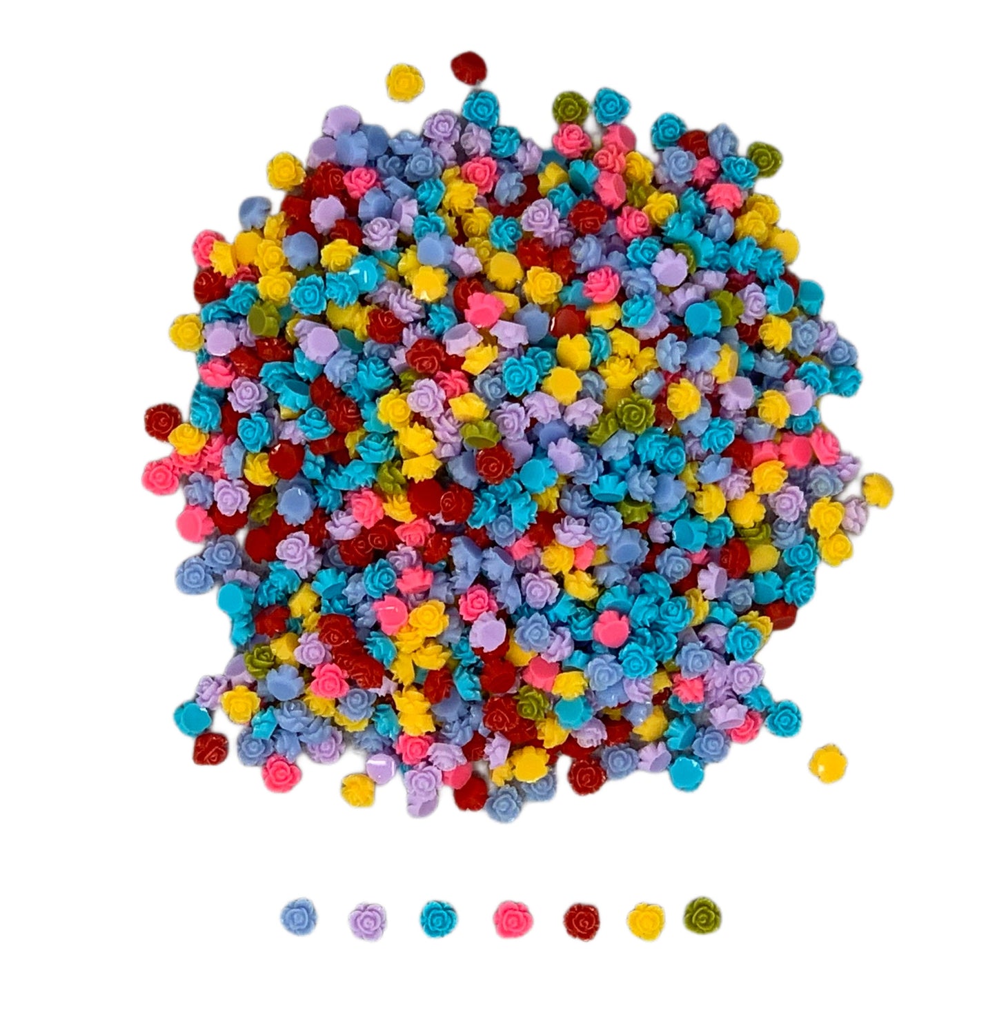 New Price! 5.5mm Vibrant Roses Nail Charm Mix Flower Cabochon DYI Phone Cases Scrapbook Hair Accessories