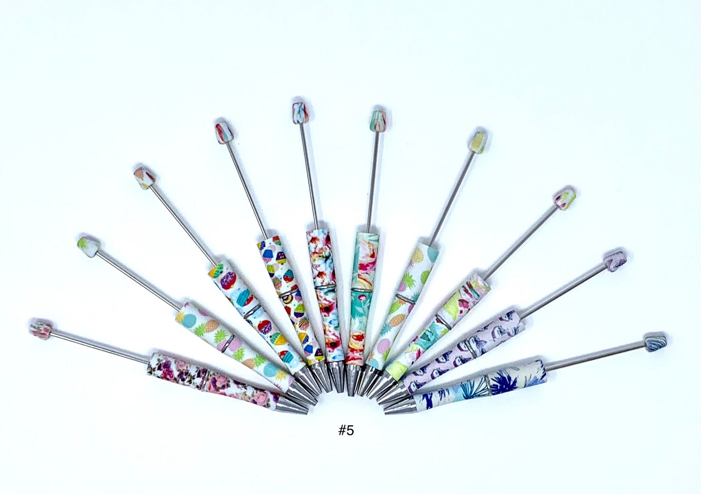 Pack of 10 Mixed Pattern Beadable Plastic Pen Blank for Your DIY Creations with Beads Focals Rhinestones Spacers Refills Sold Separately