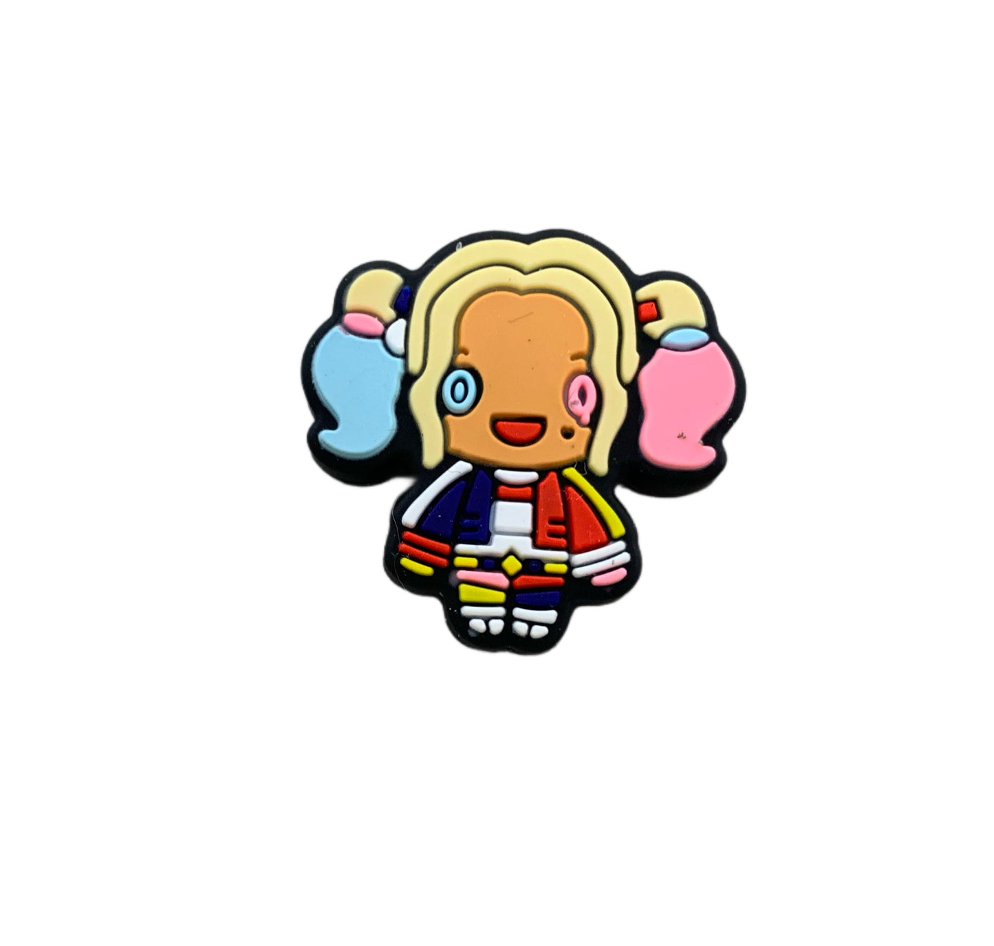 Harley Quinn Pink and Blue Silicone Focal Bead for Beadable Pens, Stylus, Pencils, Keychains and More