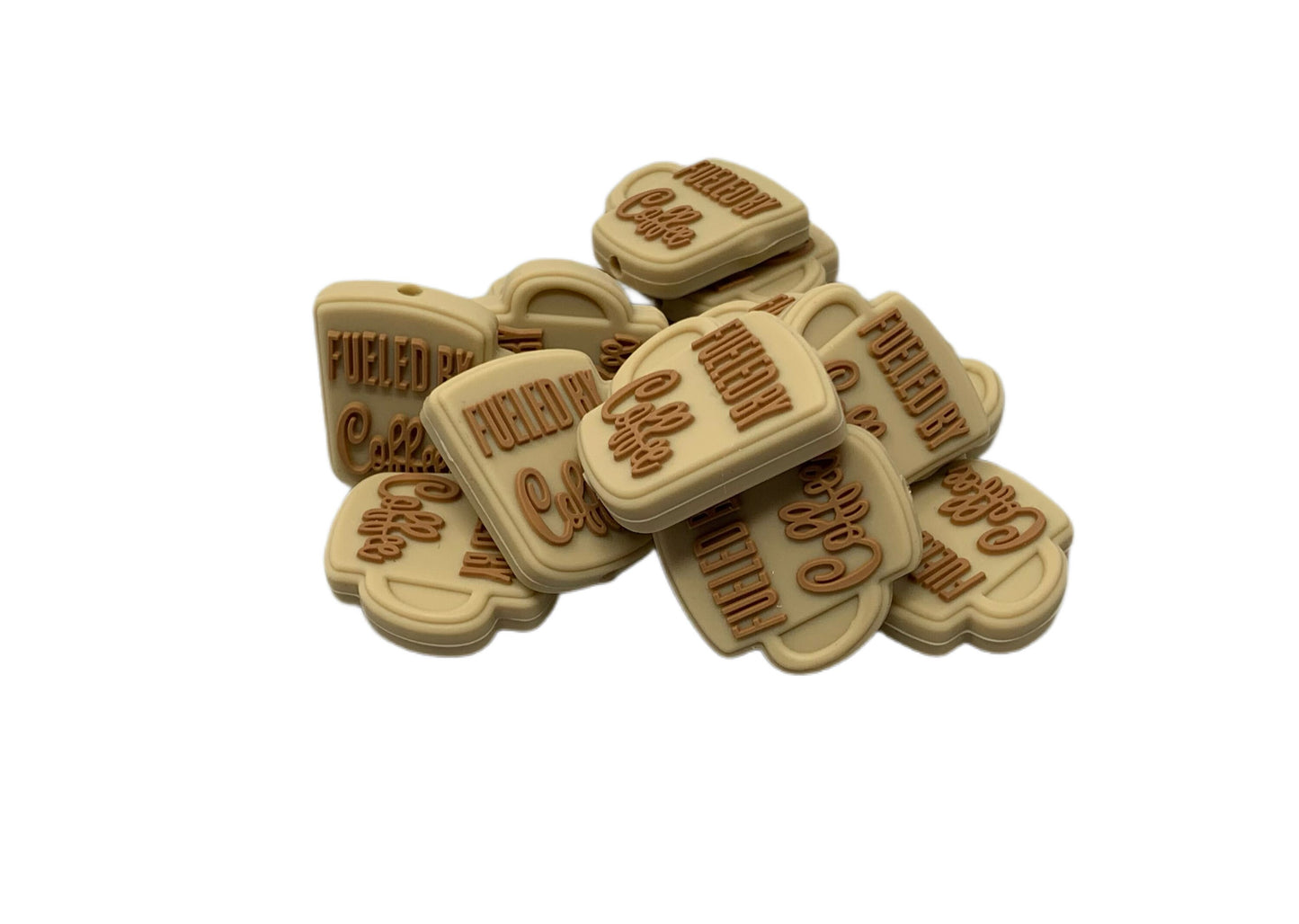 Fueled by Coffee Mug Silicone Focal Bead for Beadable Pens, Stylus, Pencils, Keychains and More